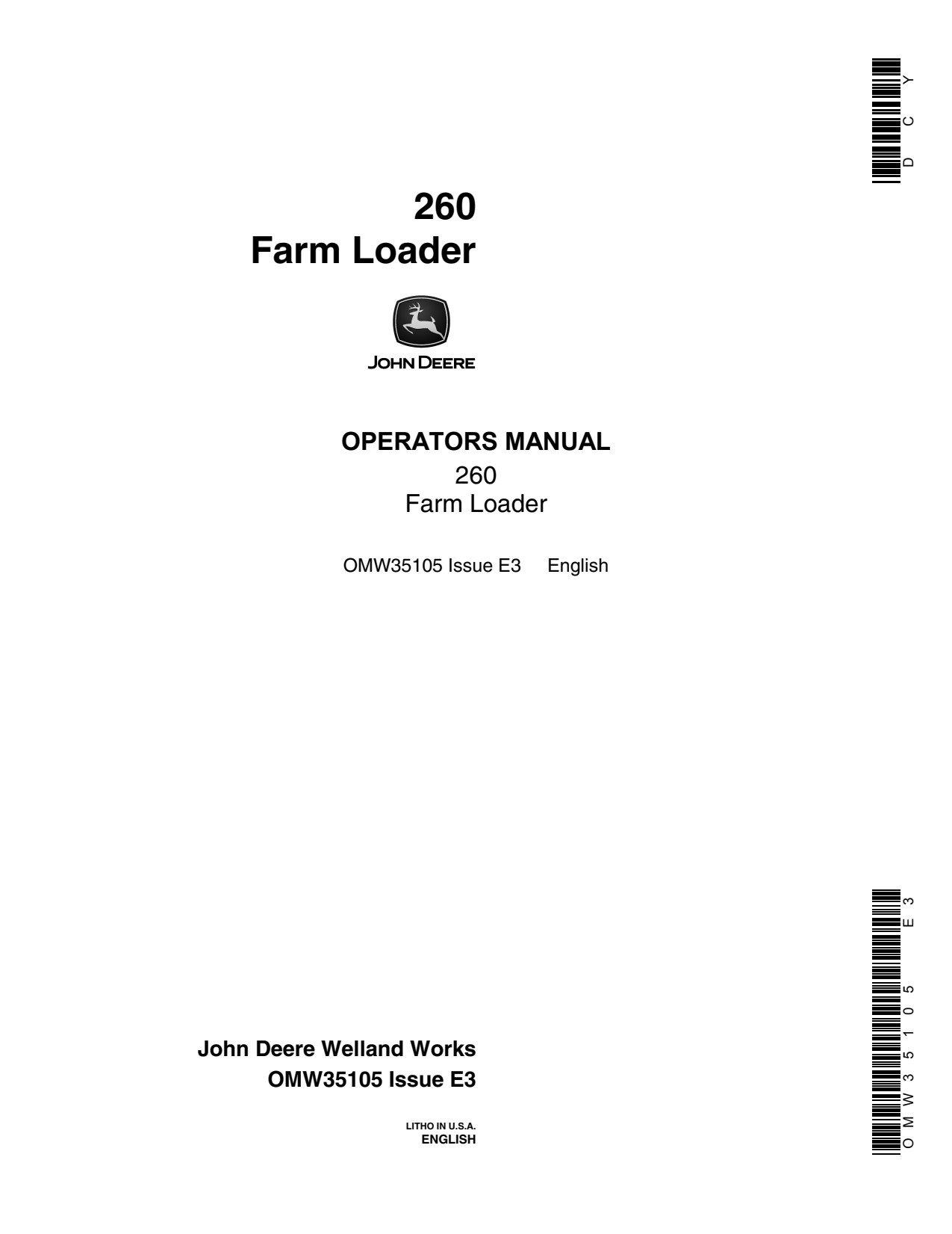 John Deere 260 2840 4050 2940 4030 to 4430 4040 4440 4250 Farm Loader Operator Manual OMW35105 1 John Deere 260 2840 4050 2940 4030 to 4430 4040 4440 4250 Farm Loader Operator Manual OMW35105