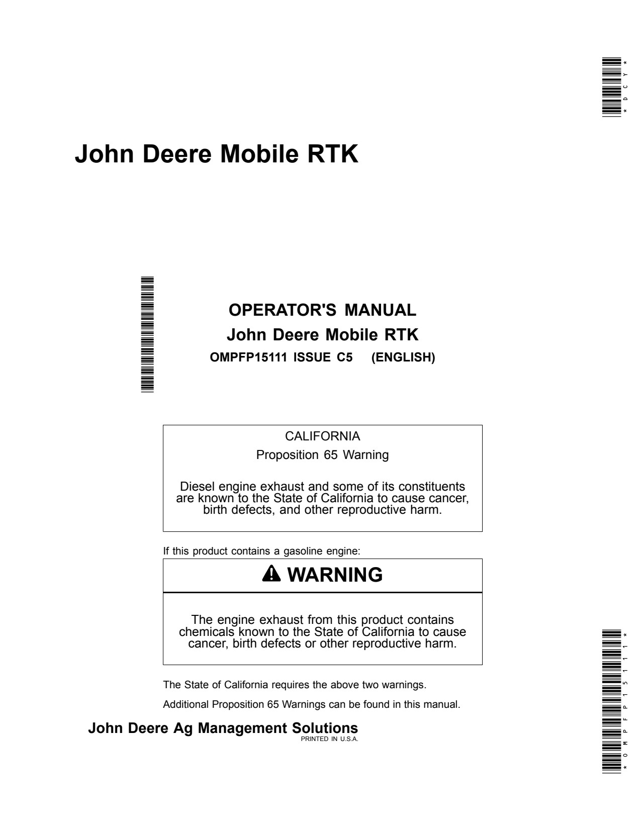 John Deere 2630 AMS 2100 1800 StarFire Precision Ag Electronics Operator Manual OMPFP15111 1 John Deere 2630 AMS 2100 1800 StarFire Precision Ag Electronics Operator Manual OMPFP15111