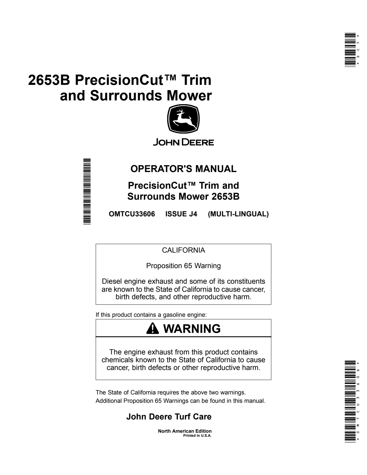 John Deere 2653B Surrounds Mower Operator Manual OMTCU33606 1 John Deere 2653B Surrounds Mower Operator Manual OMTCU33606