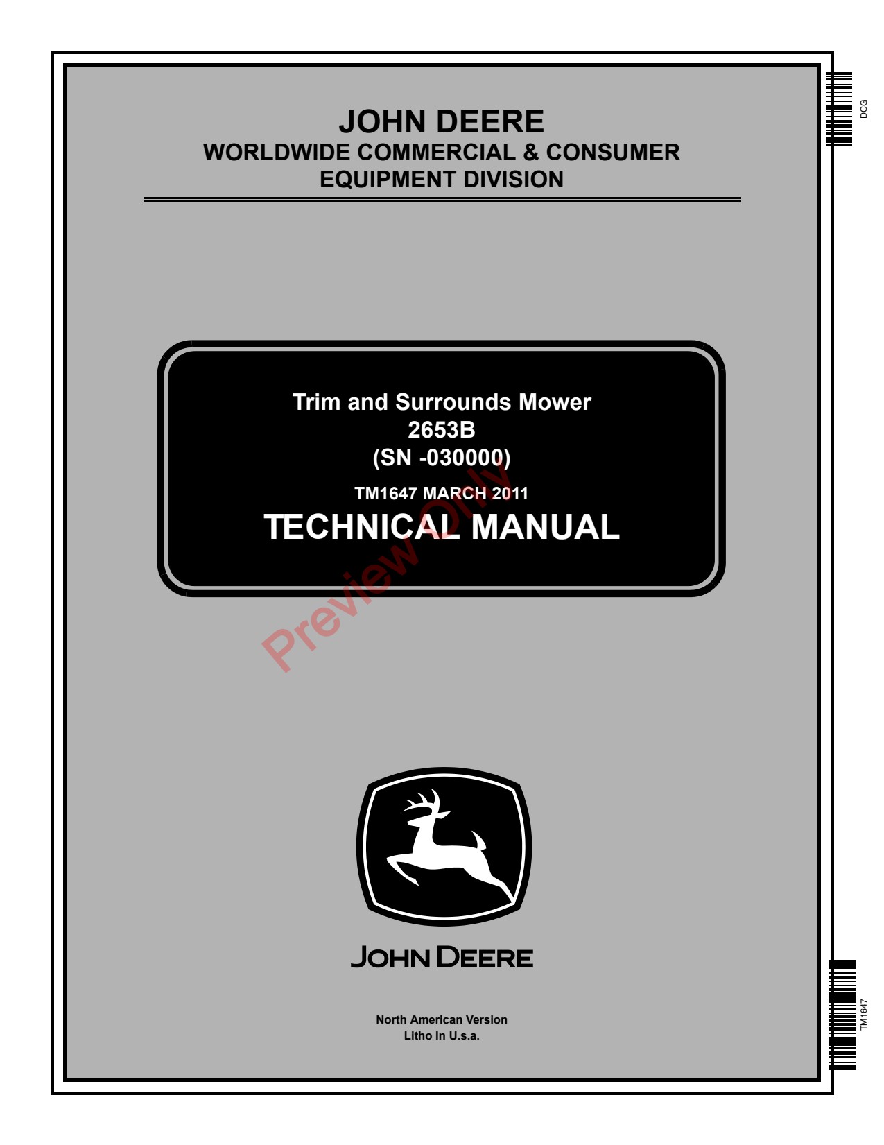 John Deere 2653B Surrounds Mower Technical Manual TM1647 1 John Deere 2653B Surrounds Mower Technical Manual TM1647