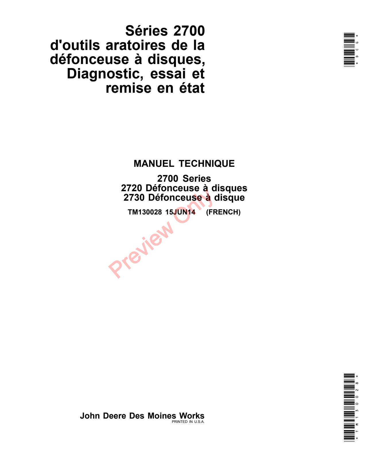 John Deere 2720 2730 2700 Disk Ripper Diagnostic Technical Manual TM130028 FR 1 John Deere 2720 2730 2700 Disk Ripper Diagnostic Technical Manual TM130028 FR