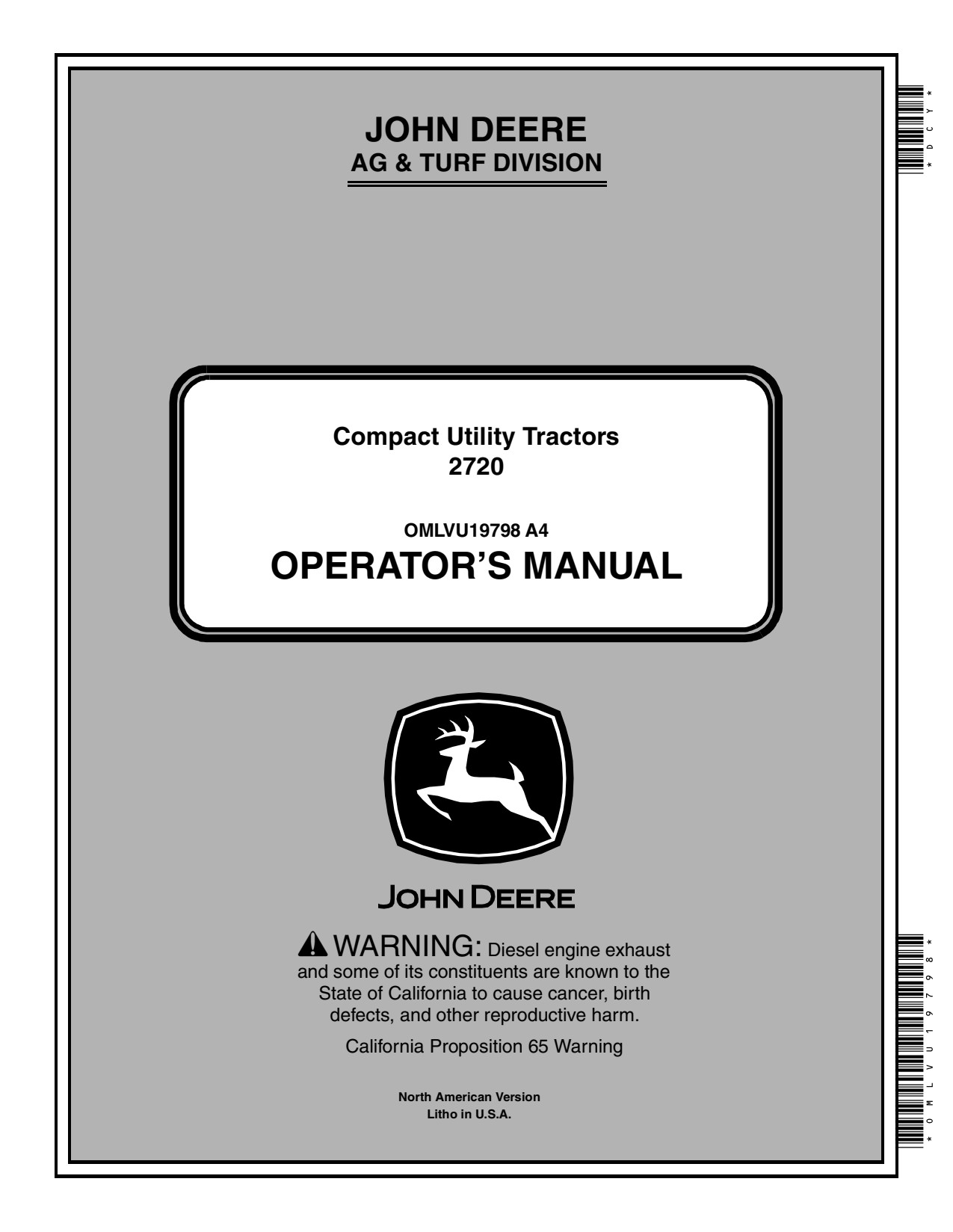 John Deere 2720 Compact Utility Tractor Operator Manual OMLVU19798 1 John Deere 2720 Compact Utility Tractor Operator Manual OMLVU19798