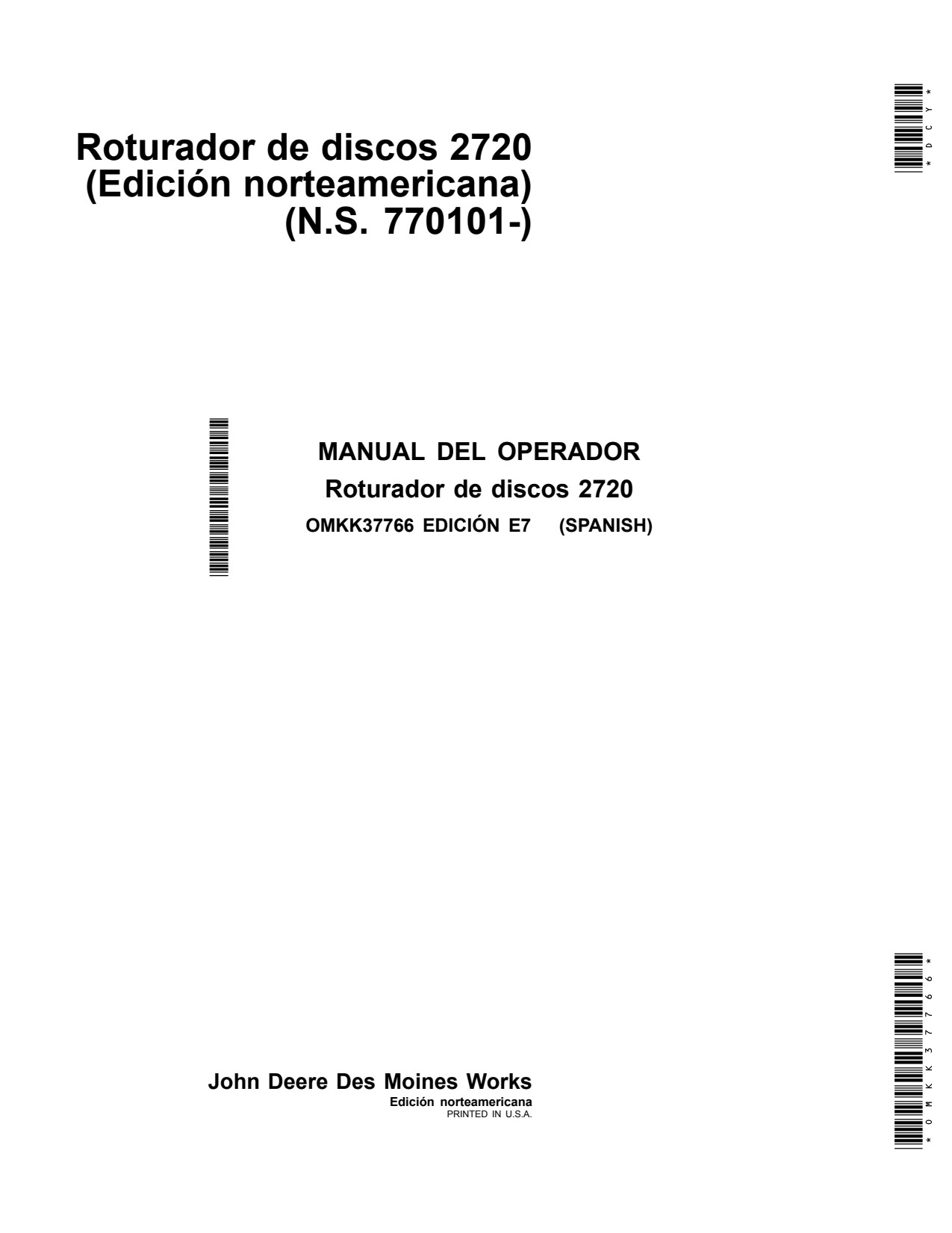 John Deere 2720 Disk Ripper Operator Manual OMKK37766 ES 1 John Deere 2720 Disk Ripper Operator Manual OMKK37766 ES