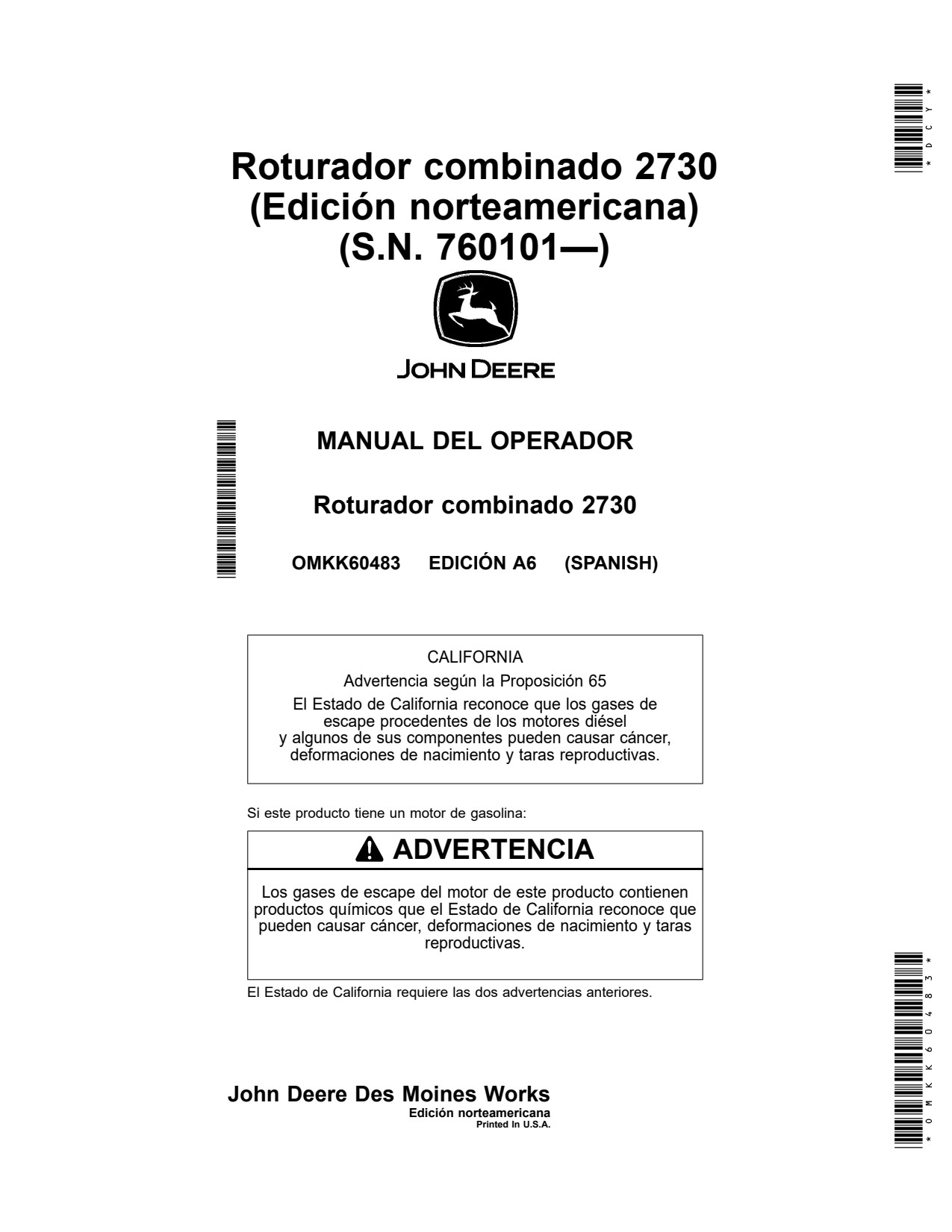 John Deere 2730 Combination Ripper Operator Manual OMKK60483 ES 1 John Deere 2730 Combination Ripper Operator Manual OMKK60483 ES