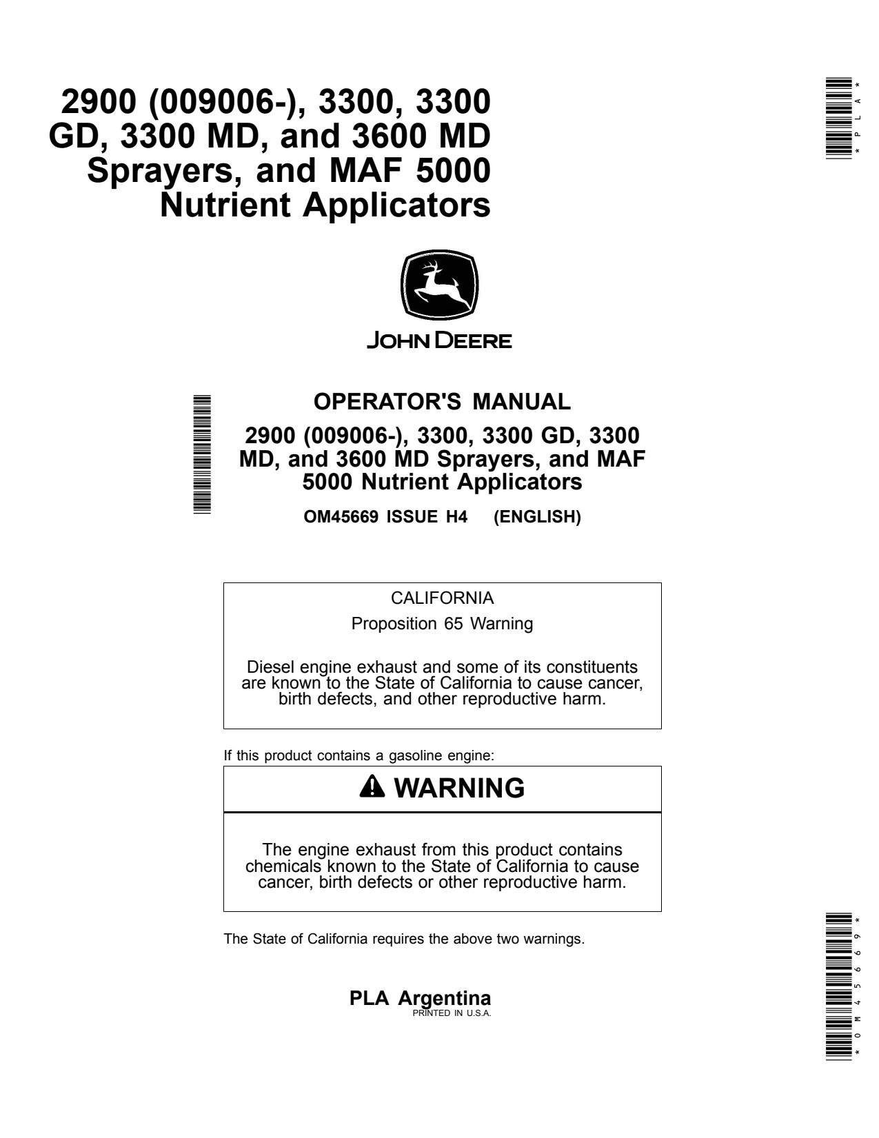 John Deere 2900 3300 3600 MAF5000 5000 Fertilizer Applicator Operator Manual OM45669 1 John Deere 2900 3300 3600 MAF5000 5000 Fertilizer Applicator Operator Manual OM45669