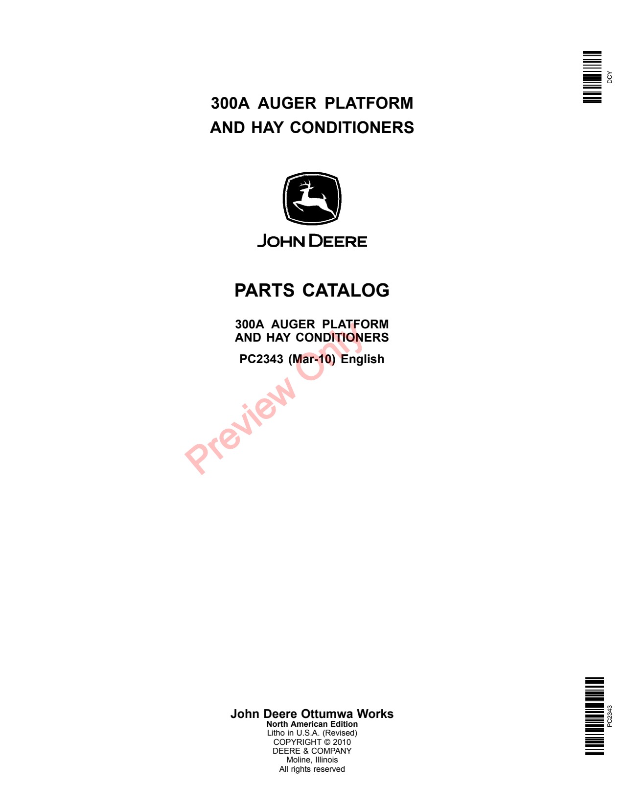 John Deere 300A 31 36 61 66 Header Platform Parts Catalog PC2343 1 John Deere 300A 31 36 61 66 Header Platform Parts Catalog PC2343