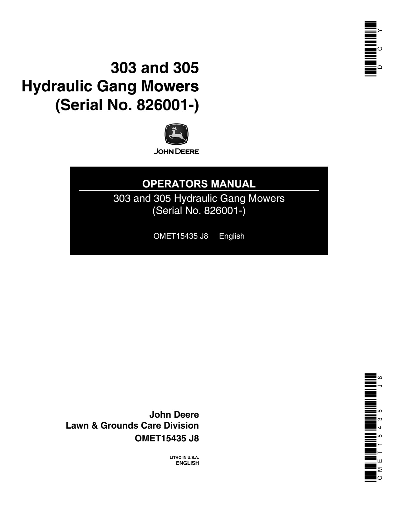 John Deere 303 305 Hydraulic Gang Mower Operator Manual OMET15435 1 John Deere 303 305 Hydraulic Gang Mower Operator Manual OMET15435