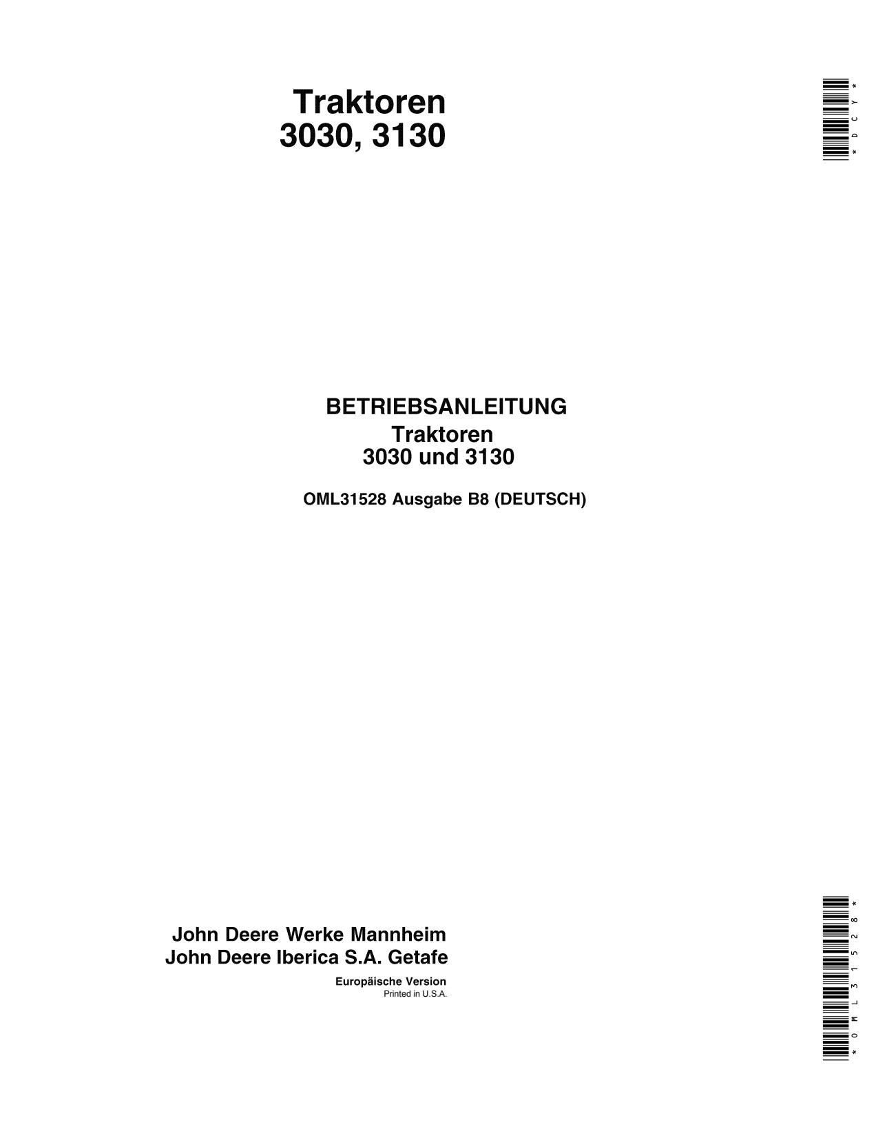 John Deere 3030 3130 OML30986 Tractor Operator Manual OML31528 DE 1 John Deere 3030 3130 OML30986 Tractor Operator Manual OML31528 DE
