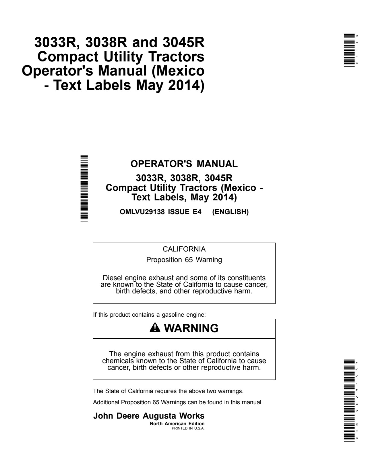 John Deere 3033R 3038R 3045R Compact Utility Tractor Operator Manual OMLVU29138 1 John Deere 3033R 3038R 3045R Compact Utility Tractor Operator Manual OMLVU29138
