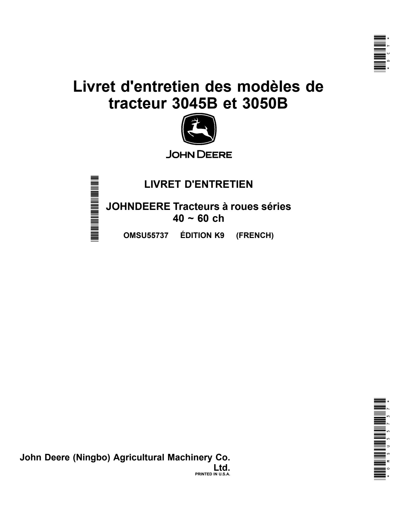 John Deere 3045B 3050B Wheeled Tractor Operator Manual OMSU55737 FR 1 John Deere 3045B 3050B Wheeled Tractor Operator Manual OMSU55737 FR