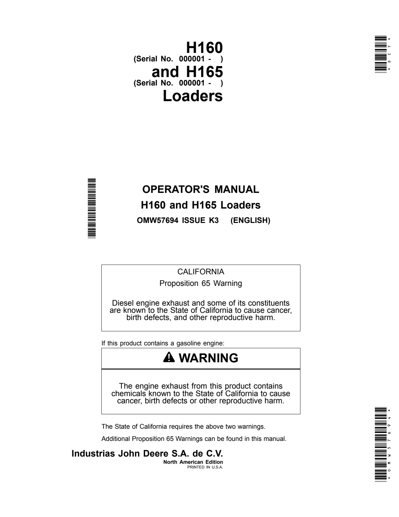 John Deere 3120 to 3720 3033R 3038R 3039R 3045R 3046R H160 H165 Loader Operator Manual OMW57694 1 John Deere 3120 to 3720 3033R 3038R 3039R 3045R 3046R H160 H165 Loader Operator Manual OMW57694
