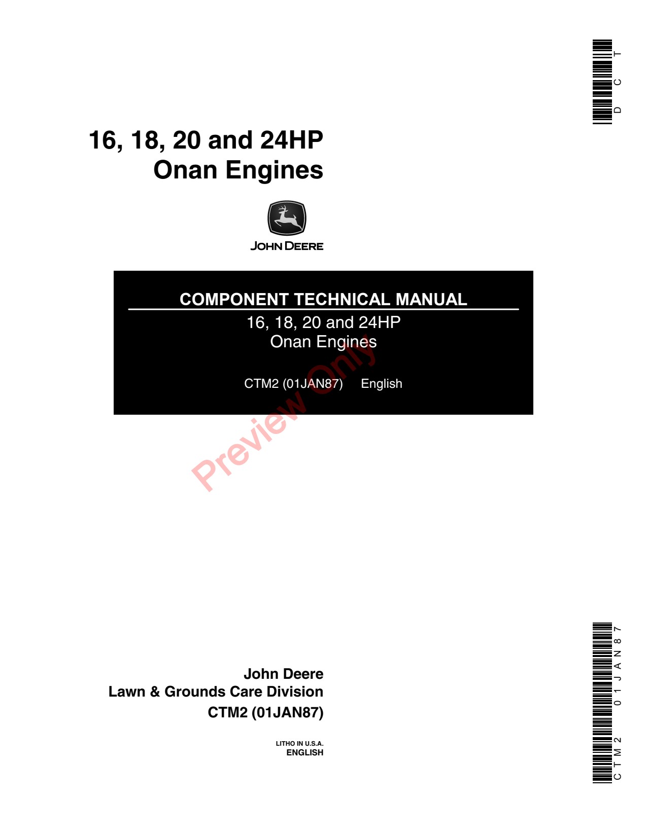 John Deere 317 316 318 420 F910 F930 16 to 20 24 Onan Engine Component Technical Manual CTM2 1 John Deere 317 316 318 420 F910 F930 16 to 20 24 Onan Engine Component Technical Manual CTM2