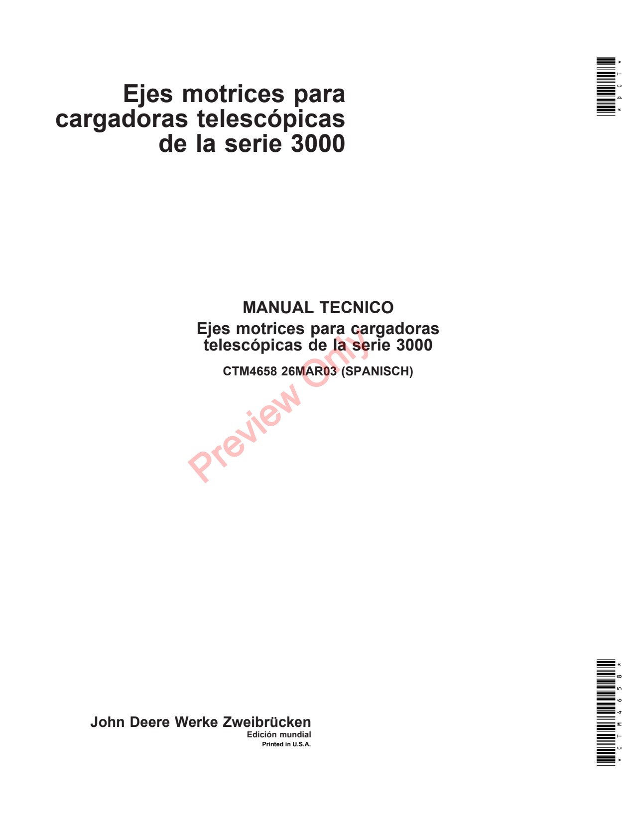 John Deere 3200 3400 3800 3215 3220 3415 3420 Telehandler Component Technical Manual CTM4658 ES 1 John Deere 3200 3400 3800 3215 3220 3415 3420 Telehandler Component Technical Manual CTM4658 ES