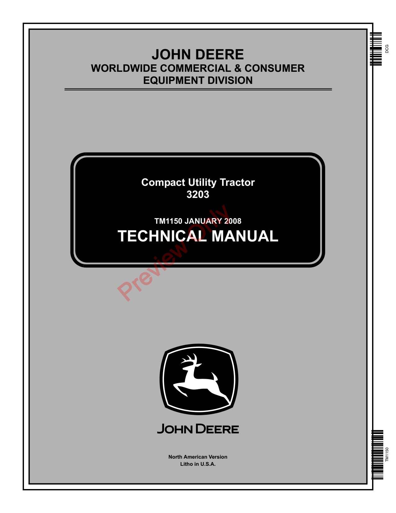 John Deere 3203 Compact Utility Tractor Technical Manual TM1150 1 John Deere 3203 Compact Utility Tractor Technical Manual TM1150