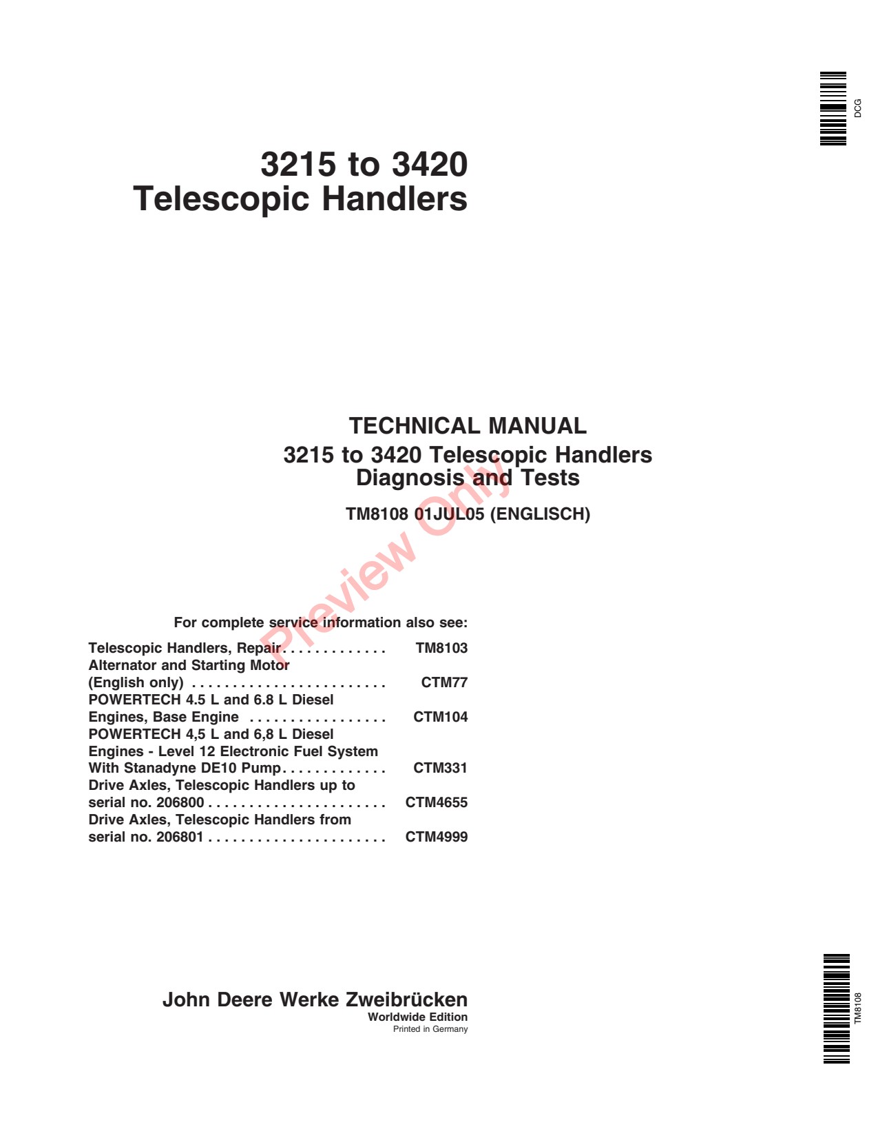 John Deere 3215 3220 3415 3420 Telehandler Diagnostic Technical Manual TM8108 1 John Deere 3215 3220 3415 3420 Telehandler Diagnostic Technical Manual TM8108