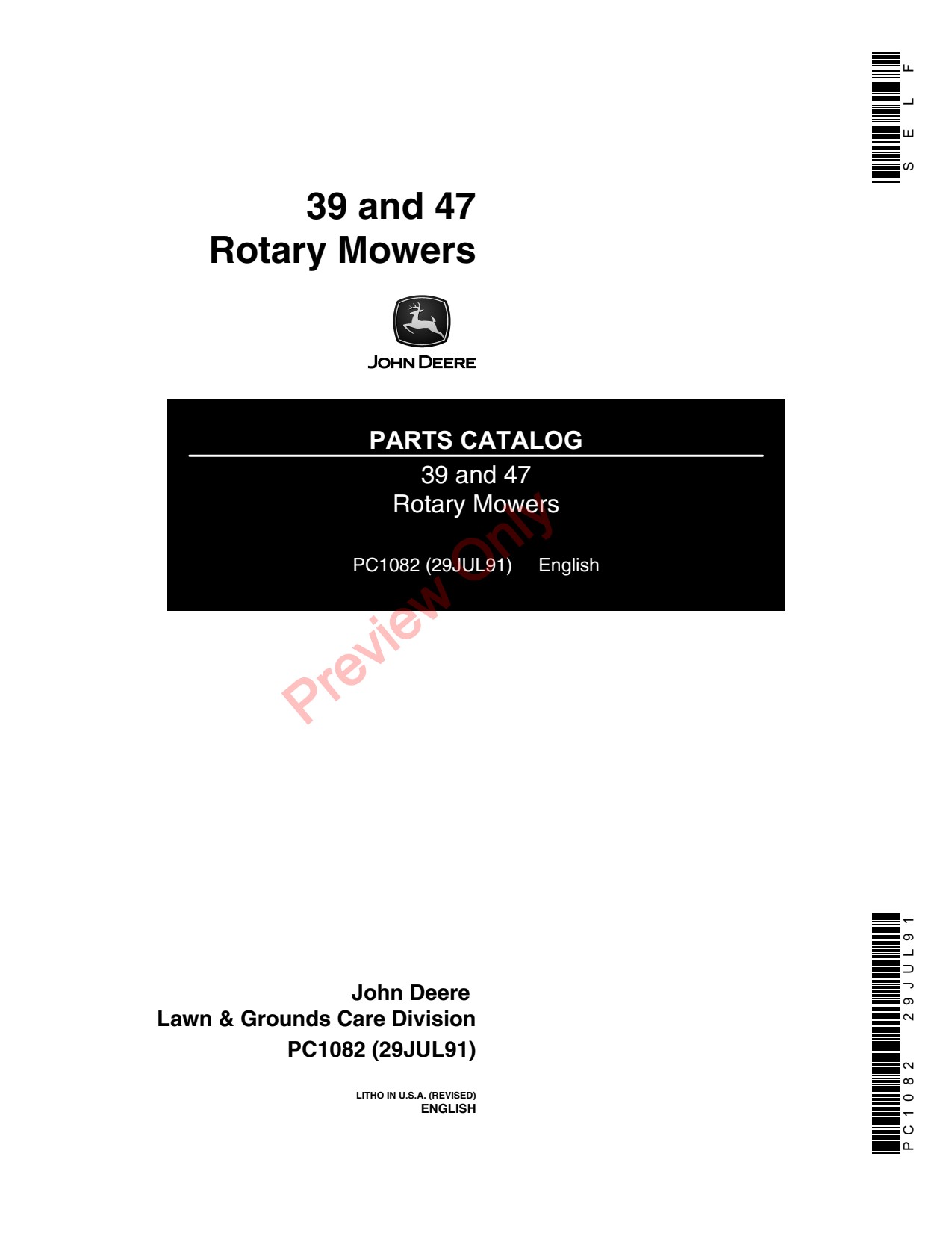 John Deere 39 Inch 47 Tractor-mounted Mower Parts Catalog PC1082 1 John Deere 39 Inch 47 Tractor-mounted Mower Parts Catalog PC1082