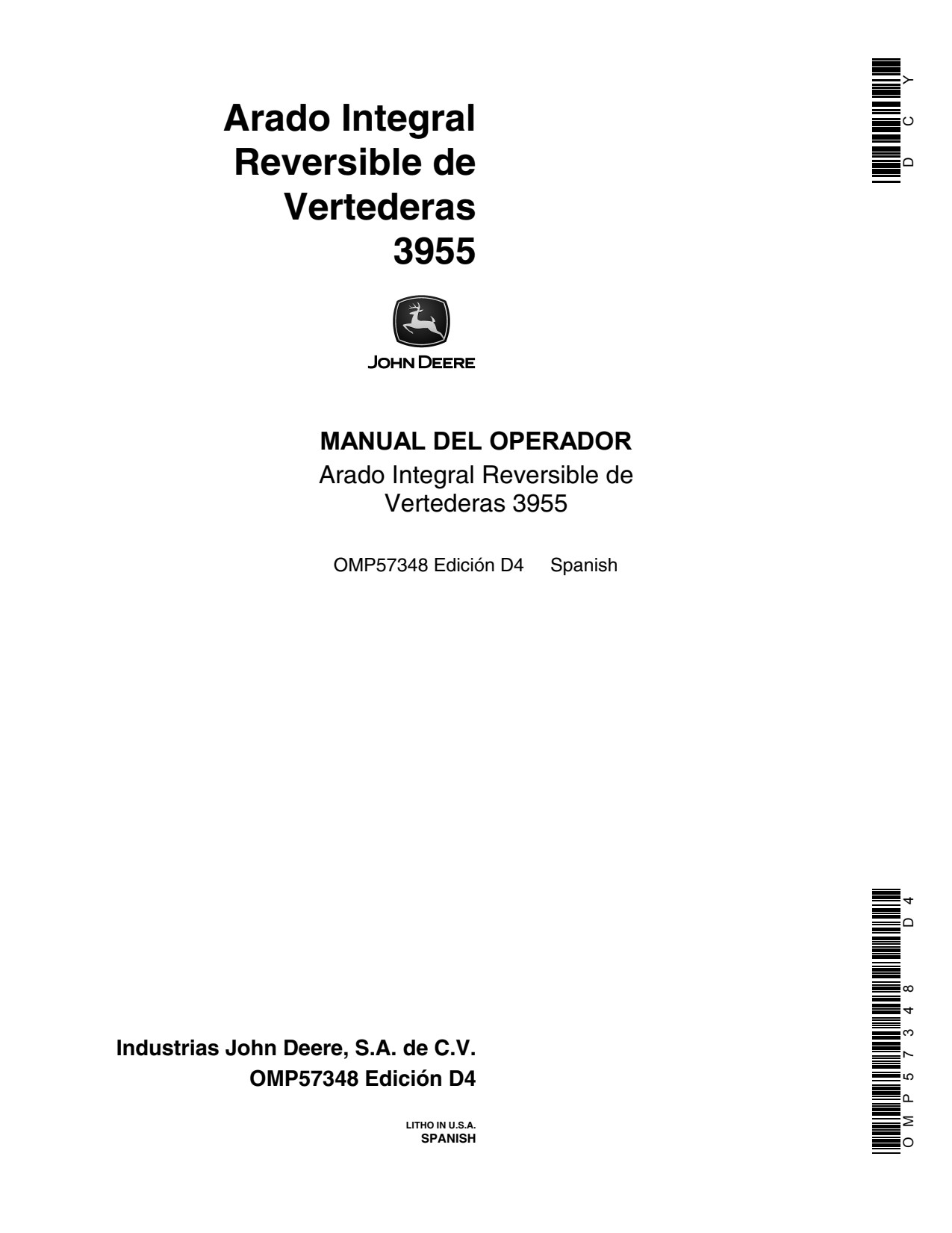 John Deere 3955 Integral Reversible Moldboard Plow Operator Manual OMP57348 ES 1 John Deere 3955 Integral Reversible Moldboard Plow Operator Manual OMP57348 ES
