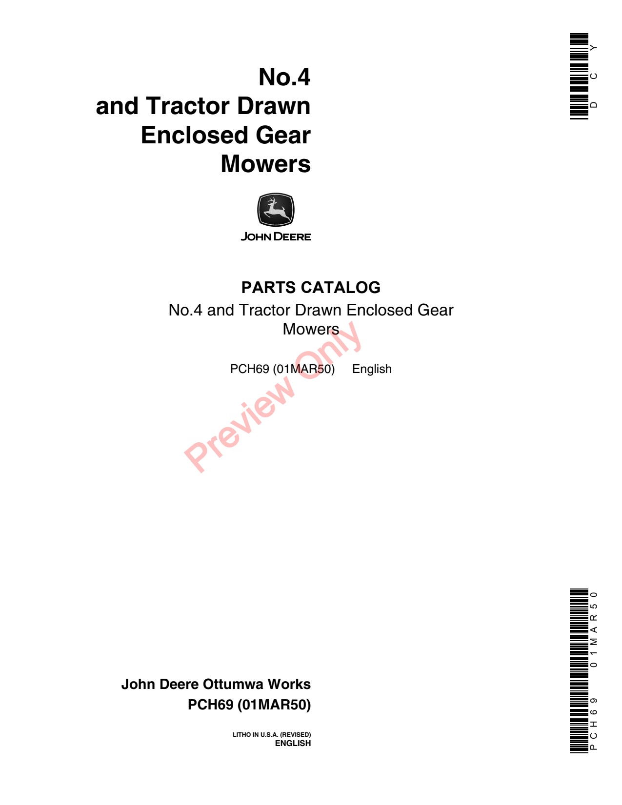 John Deere 4 Enclosed Gear Mower Parts Catalog PCH69 1 John Deere 4 Enclosed Gear Mower Parts Catalog PCH69