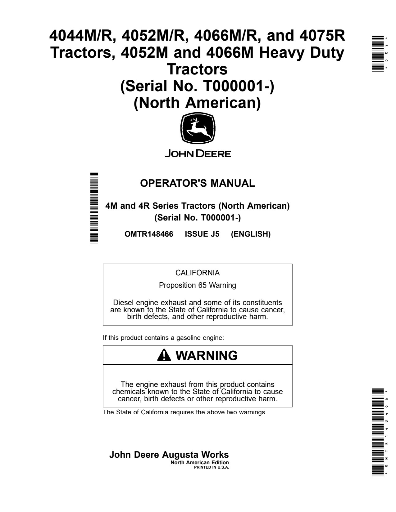 John Deere 4044M 4044R 4066M 4066R 4075R 4052M 4052R Heavy Duty Tractor Operator Manual OMTR148466 1 John Deere 4044M 4044R 4066M 4066R 4075R 4052M 4052R Heavy Duty Tractor Operator Manual OMTR148466