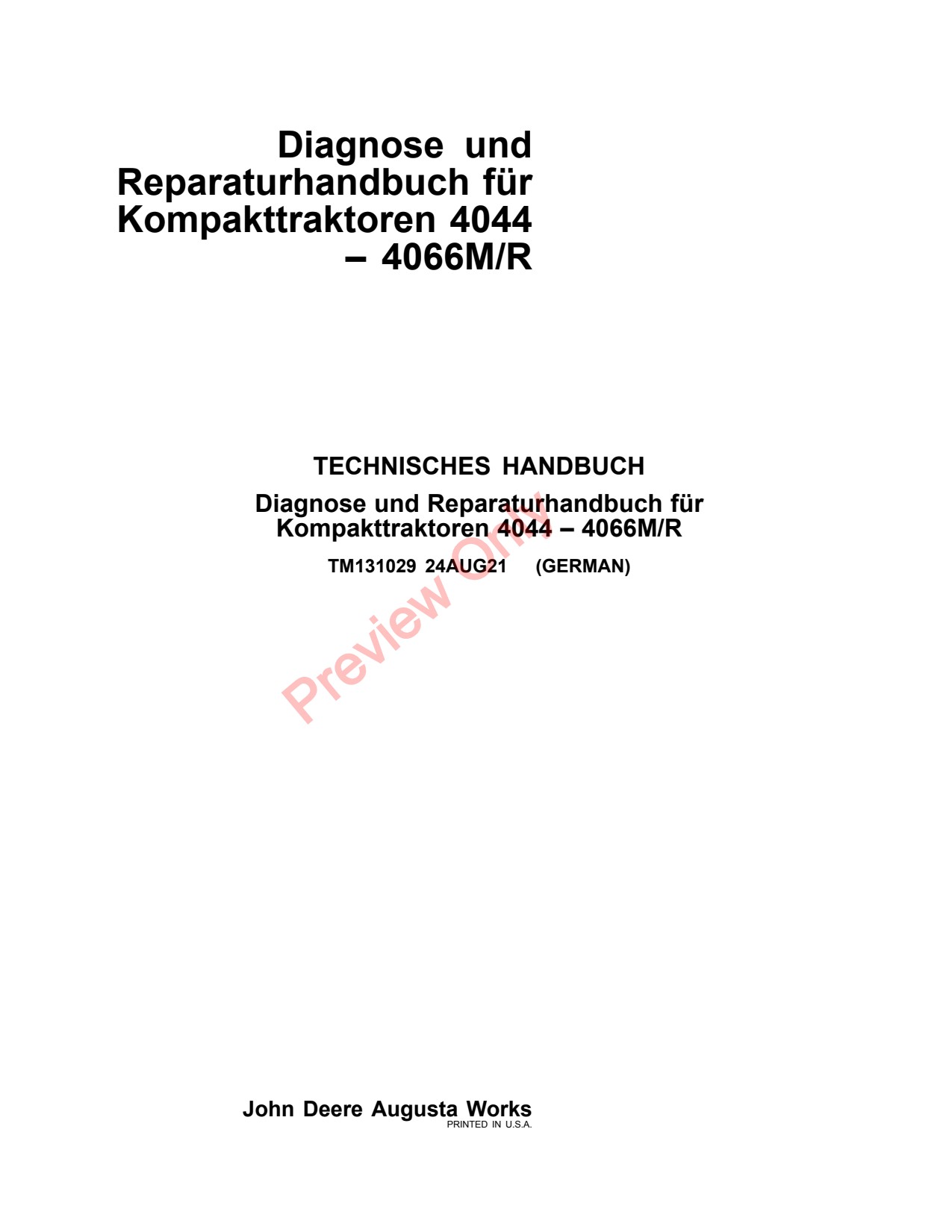 John Deere 4044M 4049R 4066M 4044R 4066R 4052M 4052R 4049M 4044 Compact Tractor Technical Manual TM131029 DE 1 John Deere 4044M 4049R 4066M 4044R 4066R 4052M 4052R 4049M 4044 Compact Tractor Technical Manual TM131029 DE