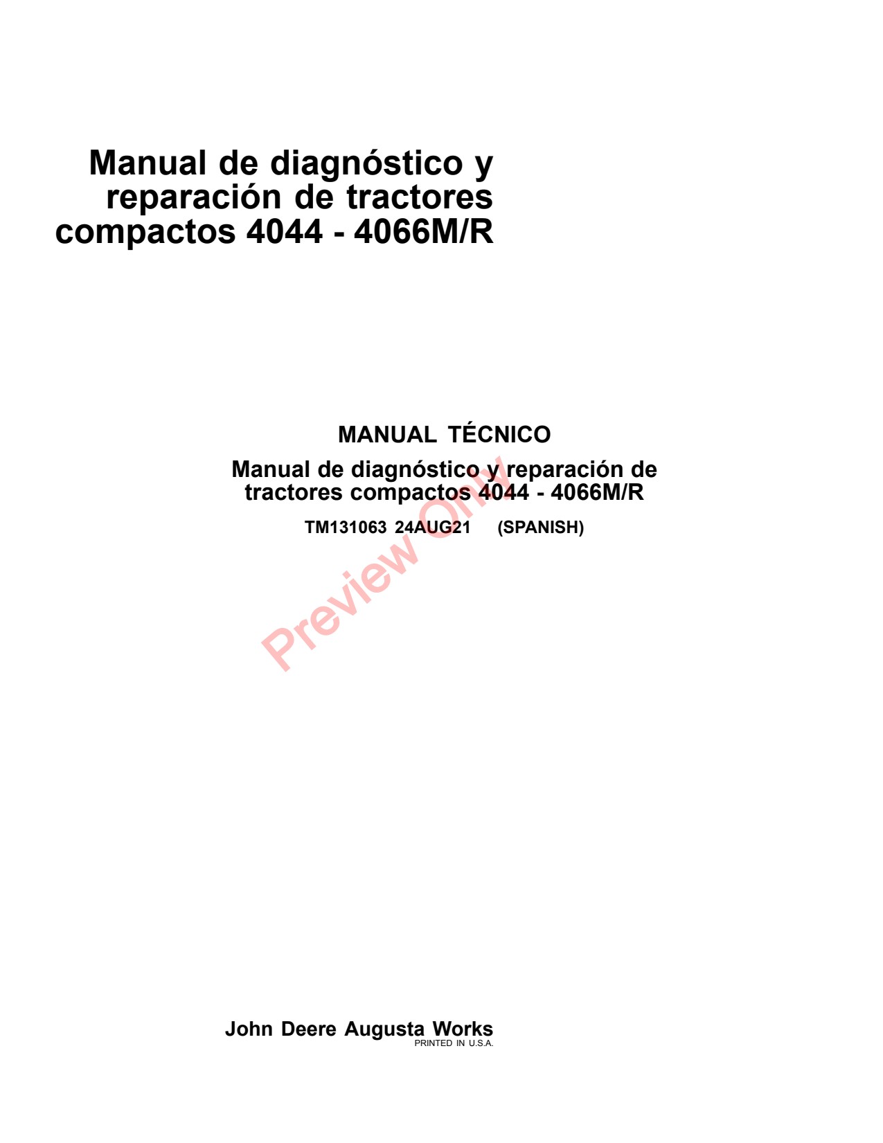 John Deere 4044M 4049R 4066M 4044R 4066R 4052M 4052R 4049M 4044 Compact Tractor Technical Manual TM131063 ES 1 John Deere 4044M 4049R 4066M 4044R 4066R 4052M 4052R 4049M 4044 Compact Tractor Technical Manual TM131063 ES