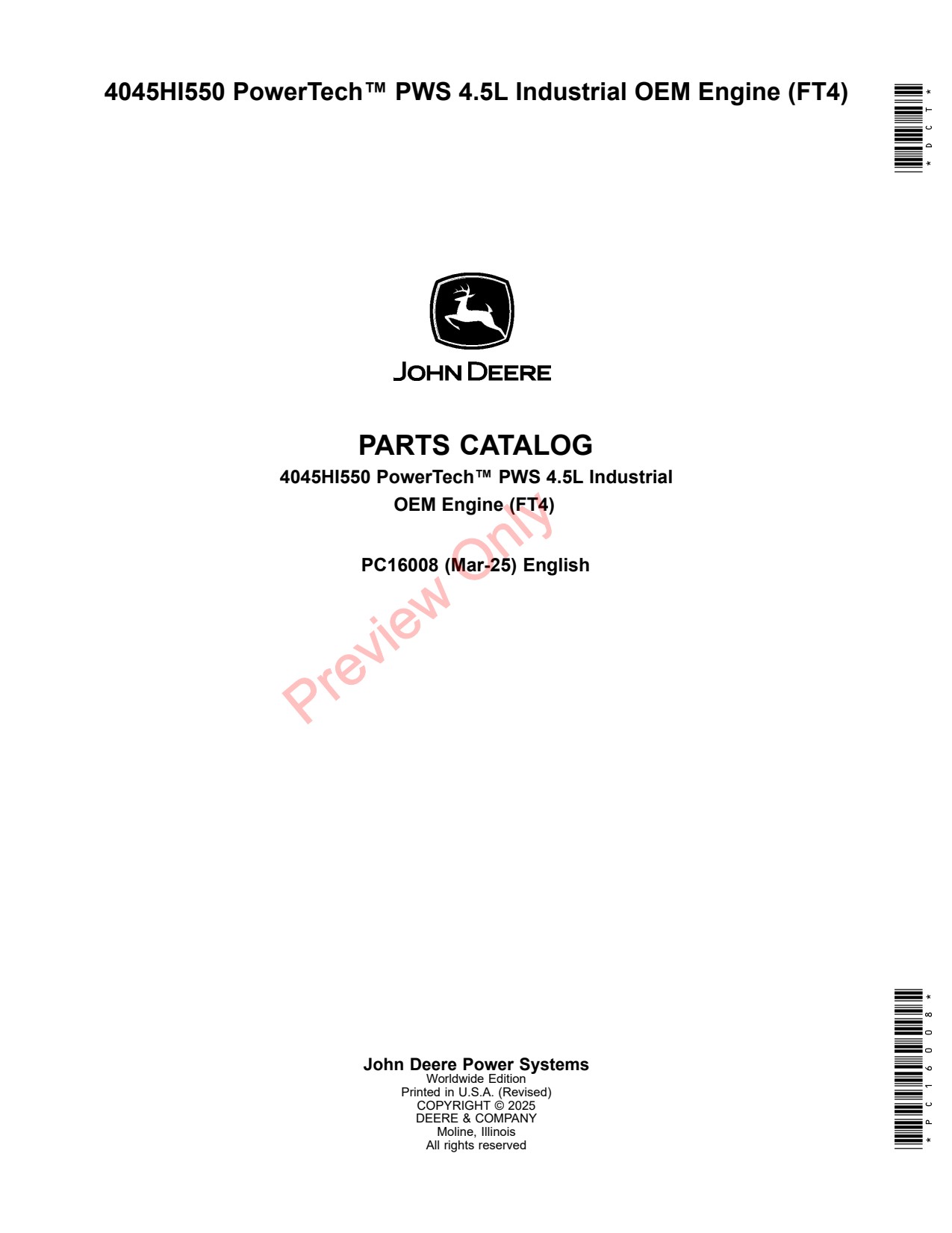 John Deere 4045HI550 5L FT4 Industrial OEM Engine Parts Catalog PC16008 1 John Deere 4045HI550 5L FT4 Industrial OEM Engine Parts Catalog PC16008