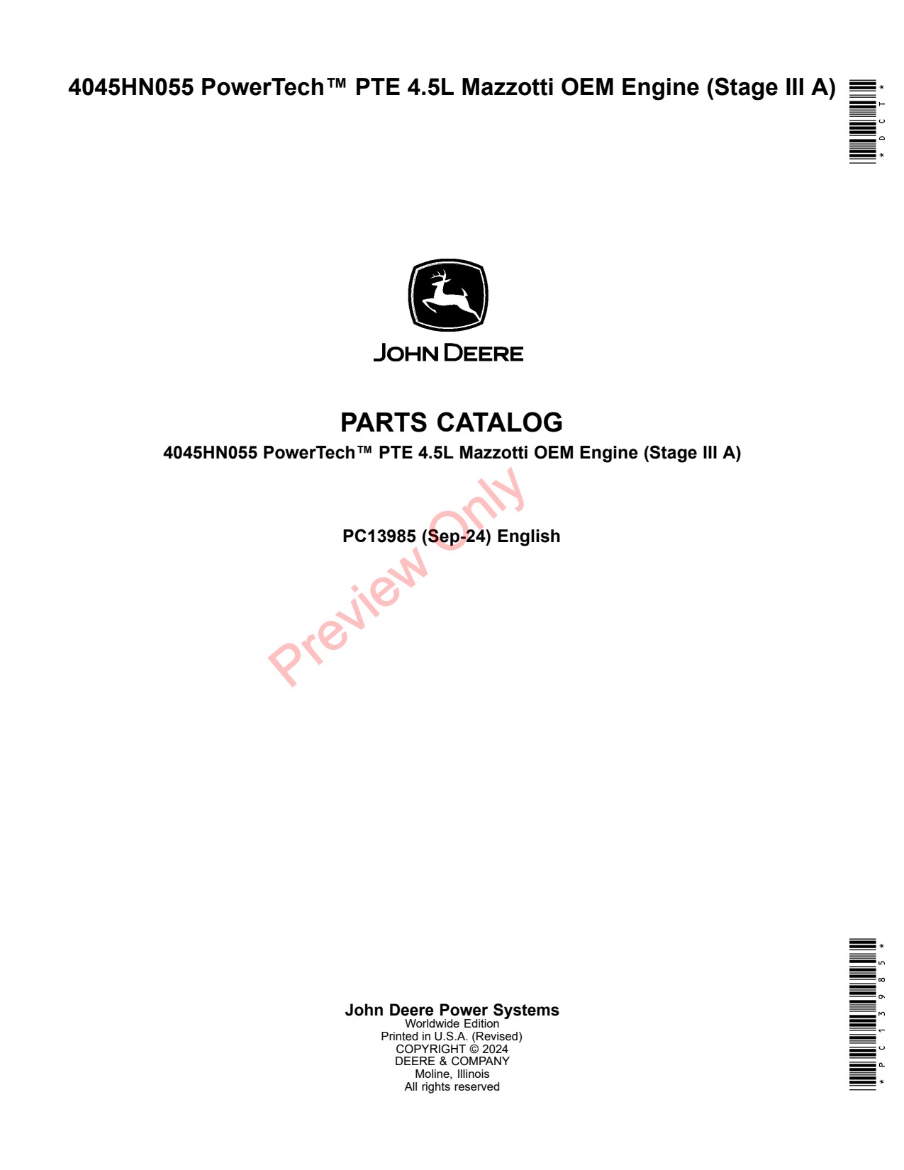 John Deere 4045HN055 5L Mazzotti OEM Engine Parts Catalog PC13985 1 John Deere 4045HN055 5L Mazzotti OEM Engine Parts Catalog PC13985