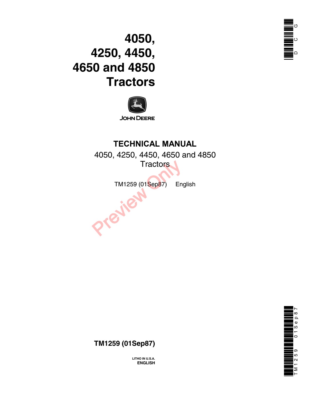 John Deere 4050 to 4850 Row Planter Operation Test Technical Manual TM1259 1 John Deere 4050 to 4850 Row Planter Operation Test Technical Manual TM1259