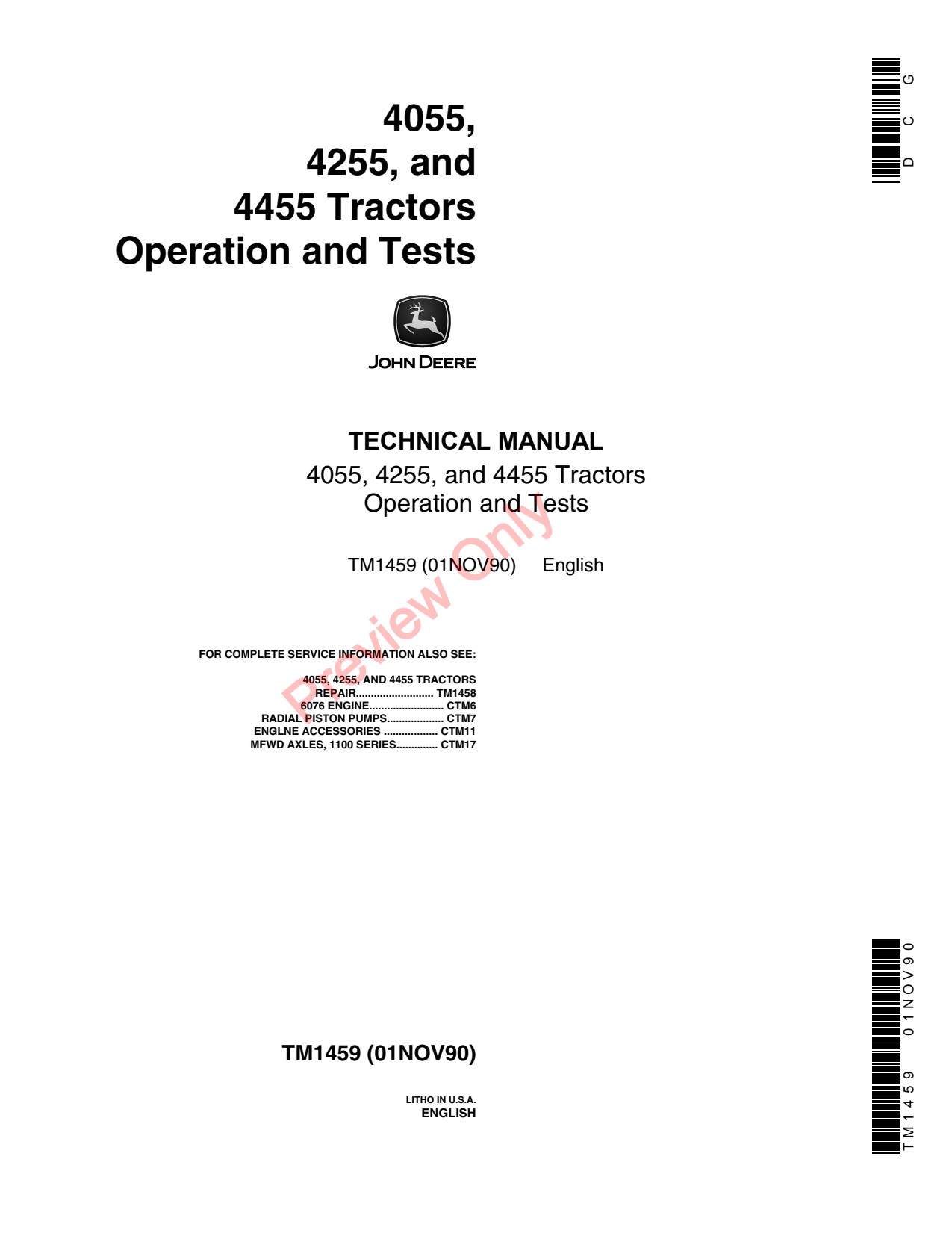 John Deere 4055 to 4455 Tractor Diagnostic Technical Manual TM1459 1 John Deere 4055 to 4455 Tractor Diagnostic Technical Manual TM1459