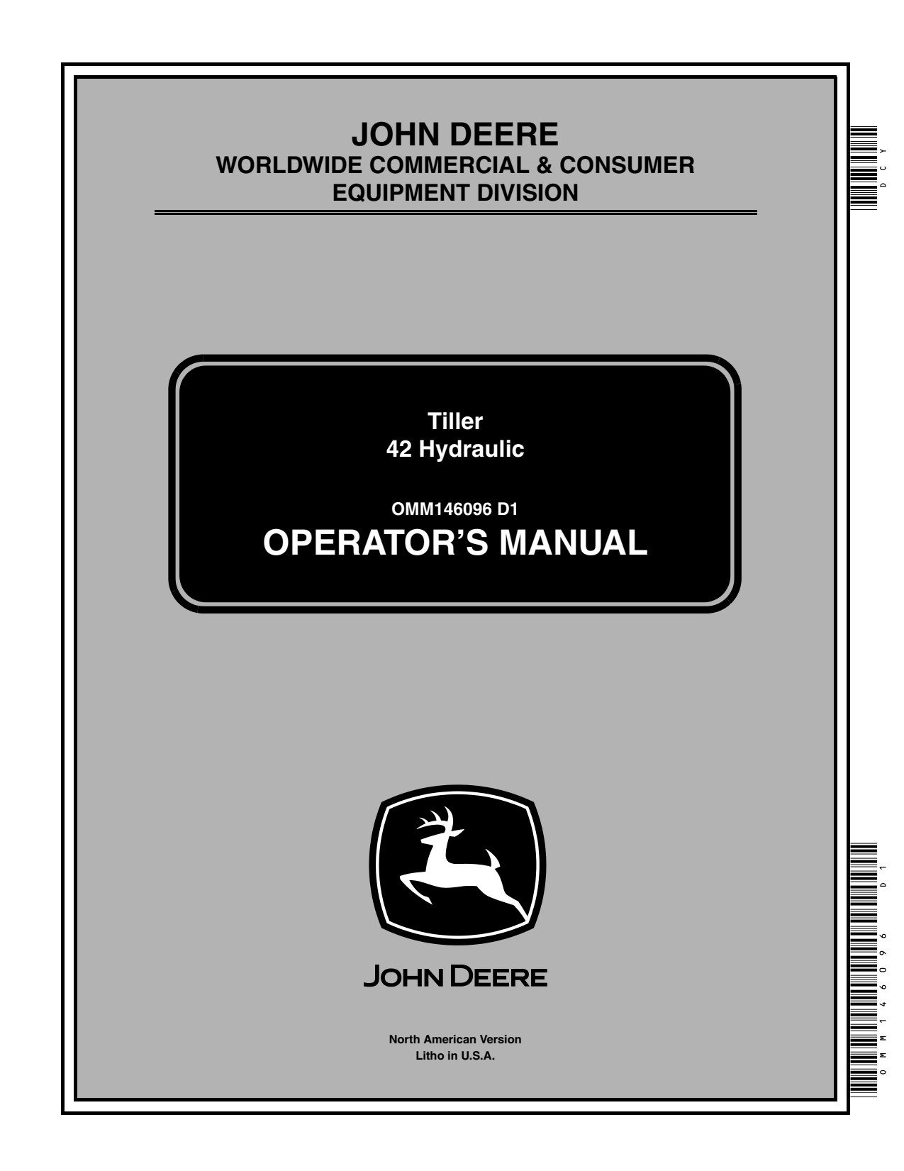 John Deere 42 Inch 425 445 455 Hydraulic Tiller Operator Manual OMM146096 1 John Deere 42 Inch 425 445 455 Hydraulic Tiller Operator Manual OMM146096