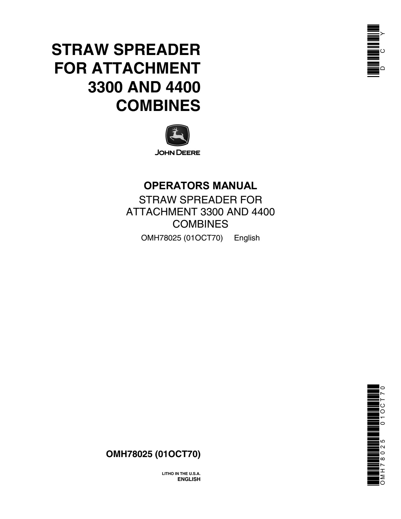 John Deere 4400 3300 Straw Spreader Operator Manual OMH78025 1 John Deere 4400 3300 Straw Spreader Operator Manual OMH78025