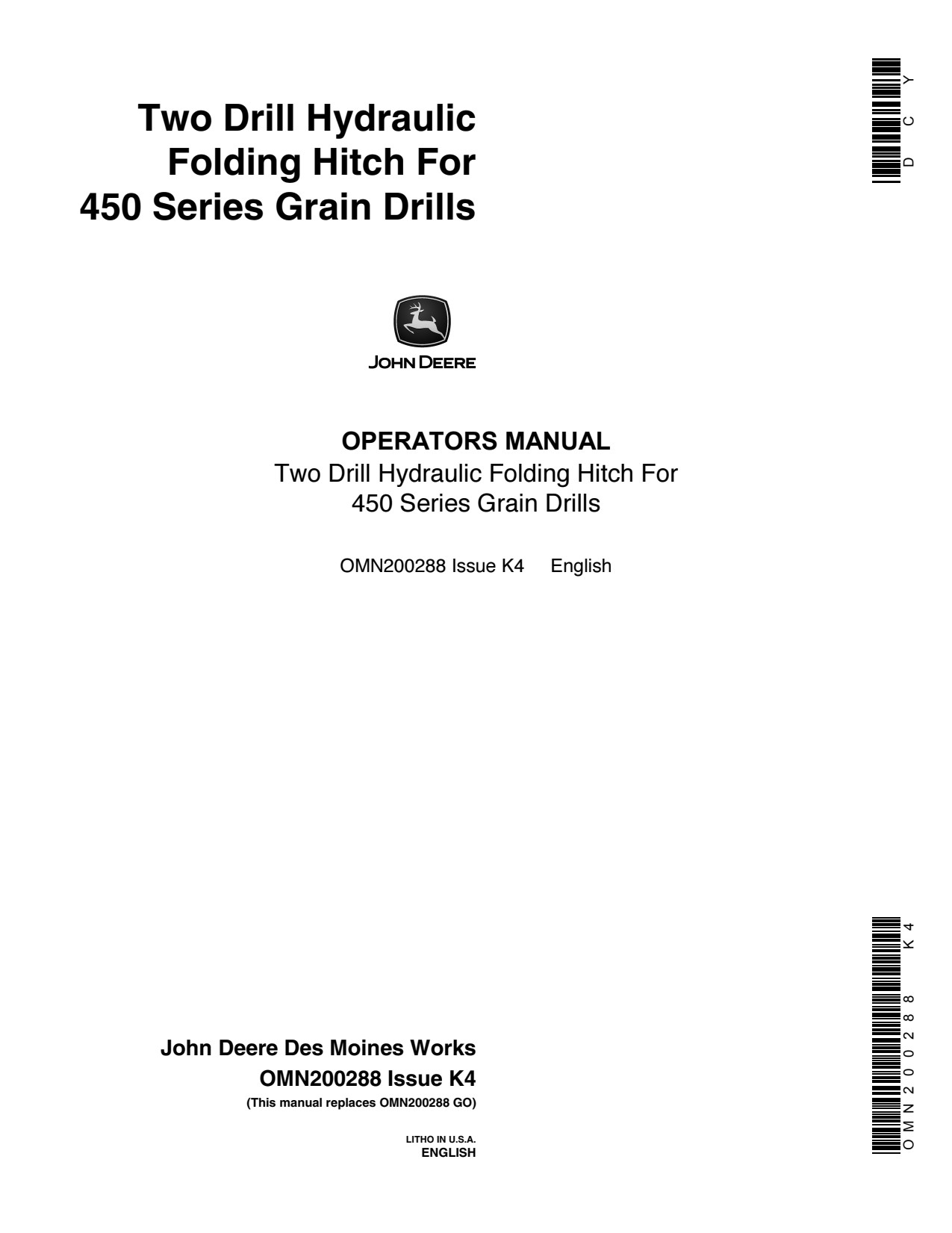 John Deere 450 2 Hydraulic Folding Hitch Operator Manual OMN200288 1 John Deere 450 2 Hydraulic Folding Hitch Operator Manual OMN200288