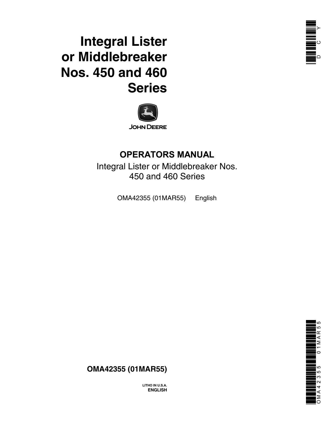 John Deere 450 460 Integral Lister Operator Manual OMA42355 1 John Deere 450 460 Integral Lister Operator Manual OMA42355