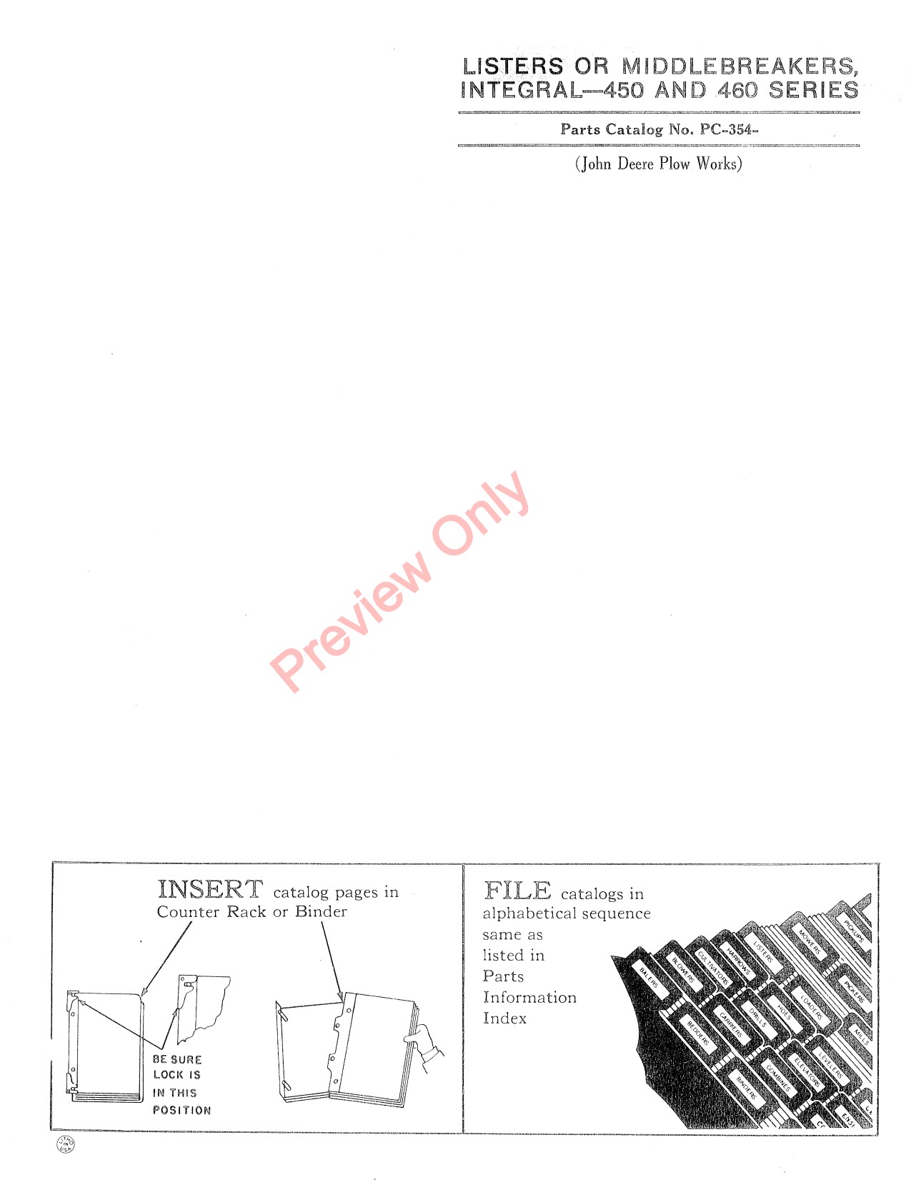 John Deere 450 460 Lister Parts Catalog PC354
