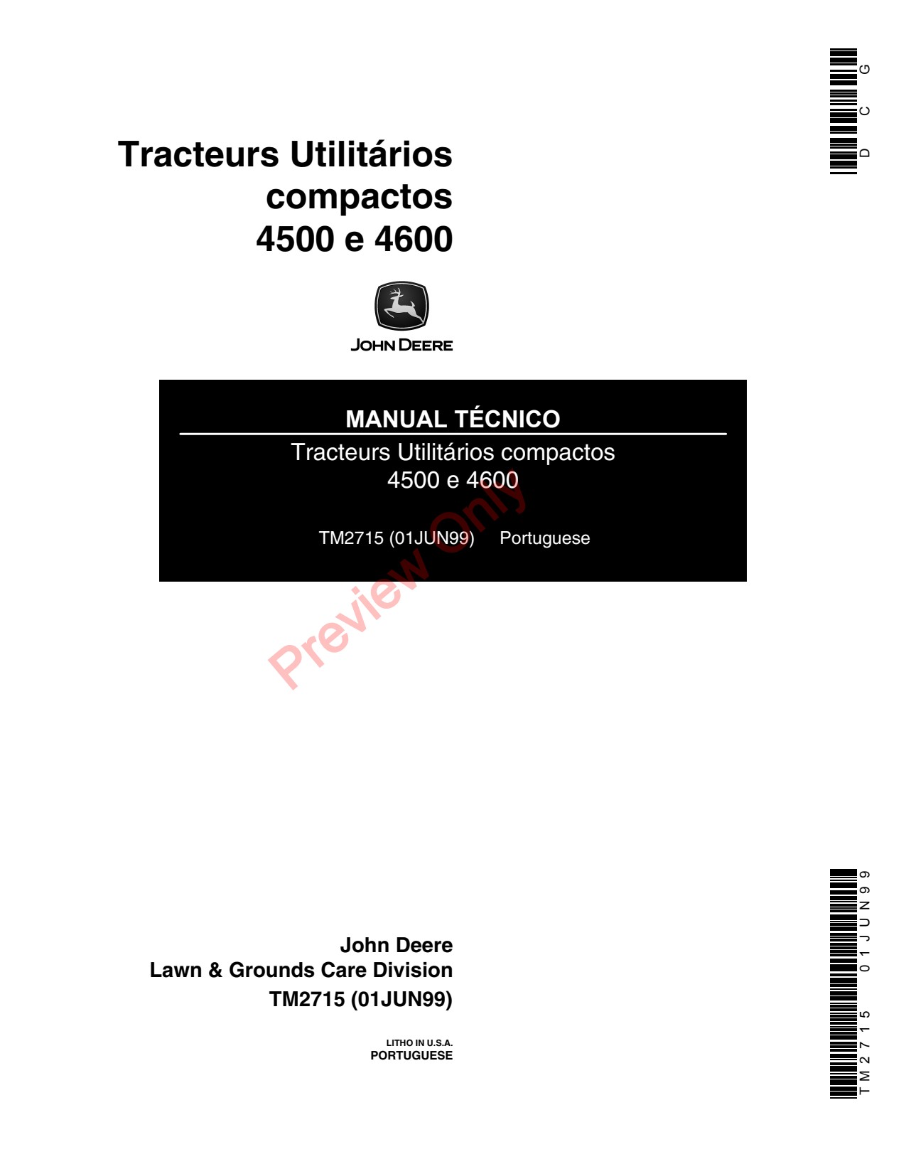 John Deere 4500 4600 Compact Utility Tractors Technical Manual TM2715 PT 1 John Deere 4500 4600 Compact Utility Tractors Technical Manual TM2715 PT
