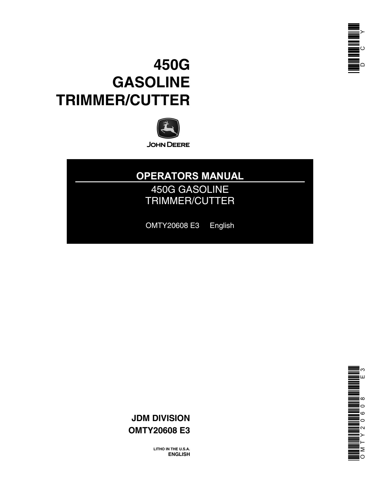 John Deere 450G Gasoline Trimmer Operator Manual OMTY20608 1 John Deere 450G Gasoline Trimmer Operator Manual OMTY20608