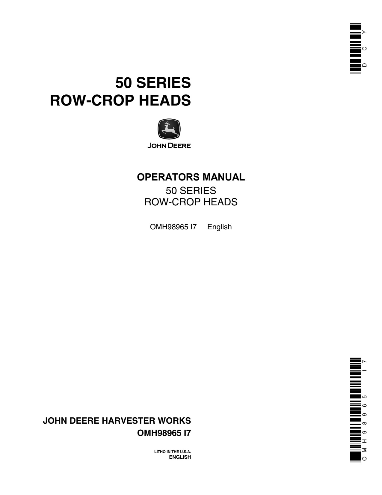 John Deere 453 454 554 653 654 853 50 Corn Head Operator Manual OMH98965 1 John Deere 453 454 554 653 654 853 50 Corn Head Operator Manual OMH98965