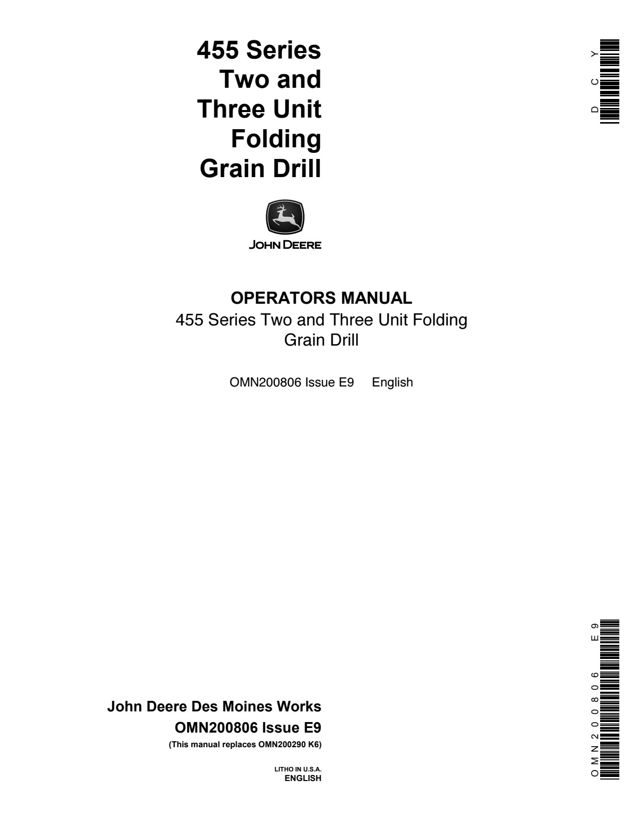 John Deere 455 Unit Folding Grain Drill Operator Manual OMN200806 1 John Deere 455 Unit Folding Grain Drill Operator Manual OMN200806