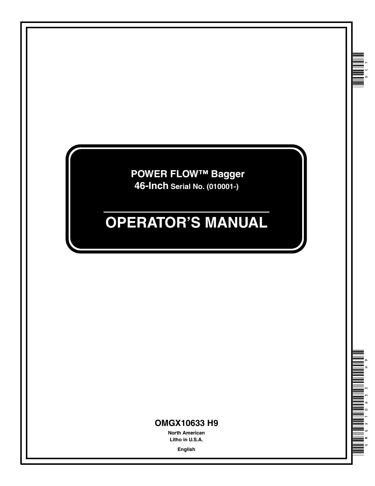 John Deere 46 Inch S2046 Power Flow Bagger Operator Manual OMGX10633 1 John Deere 46 Inch S2046 Power Flow Bagger Operator Manual OMGX10633