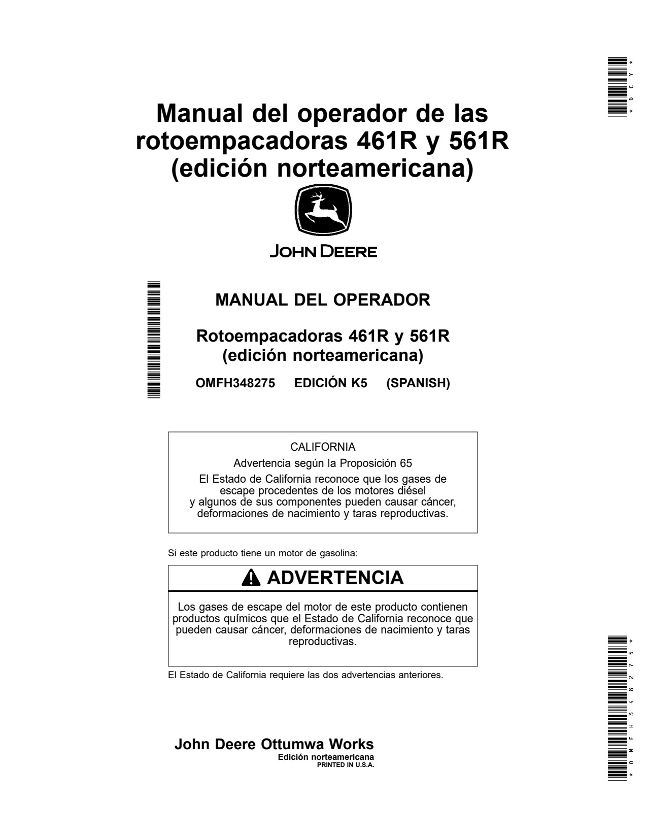 John Deere 461R 561R Round Baler Operator Manual OMFH348275 ES 1 John Deere 461R 561R Round Baler Operator Manual OMFH348275 ES