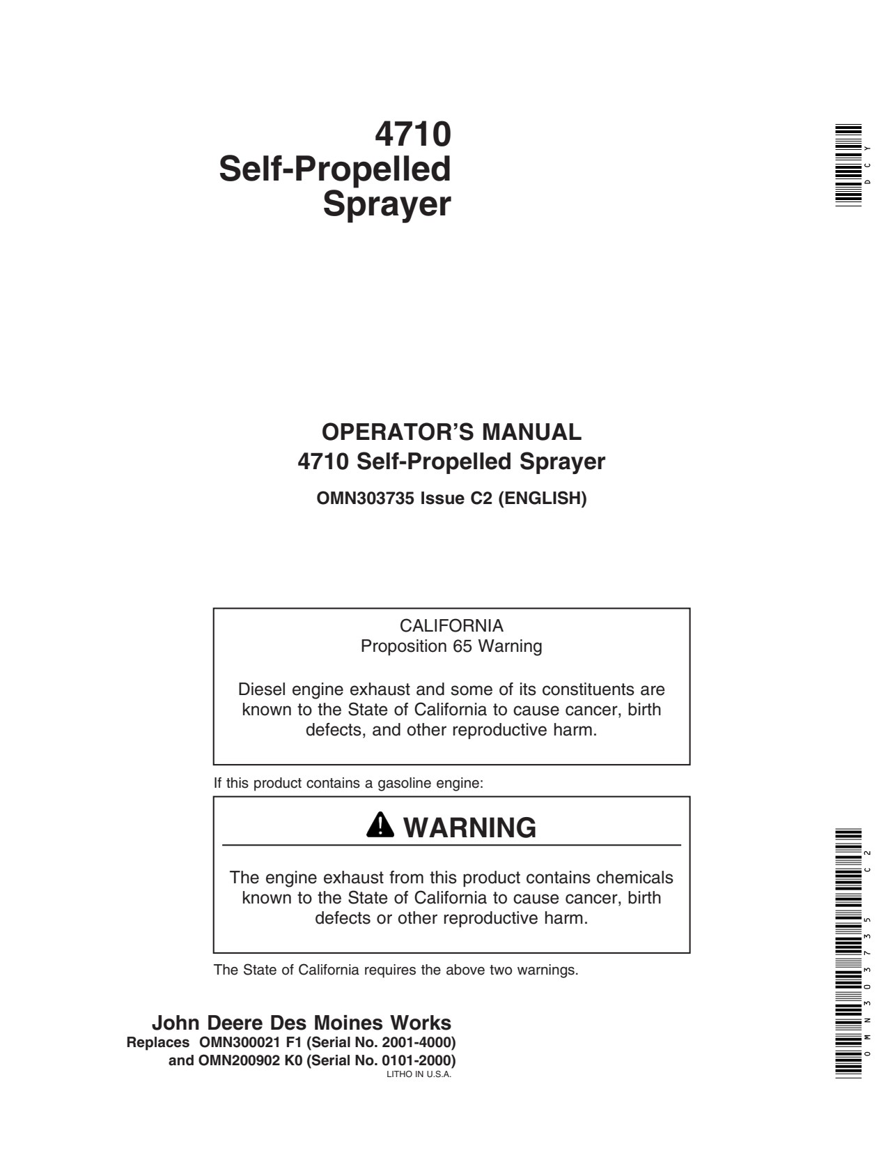John Deere 4710 Self-Propelled Sprayer Operator Manual OMN303735 1 John Deere 4710 Self-Propelled Sprayer Operator Manual OMN303735