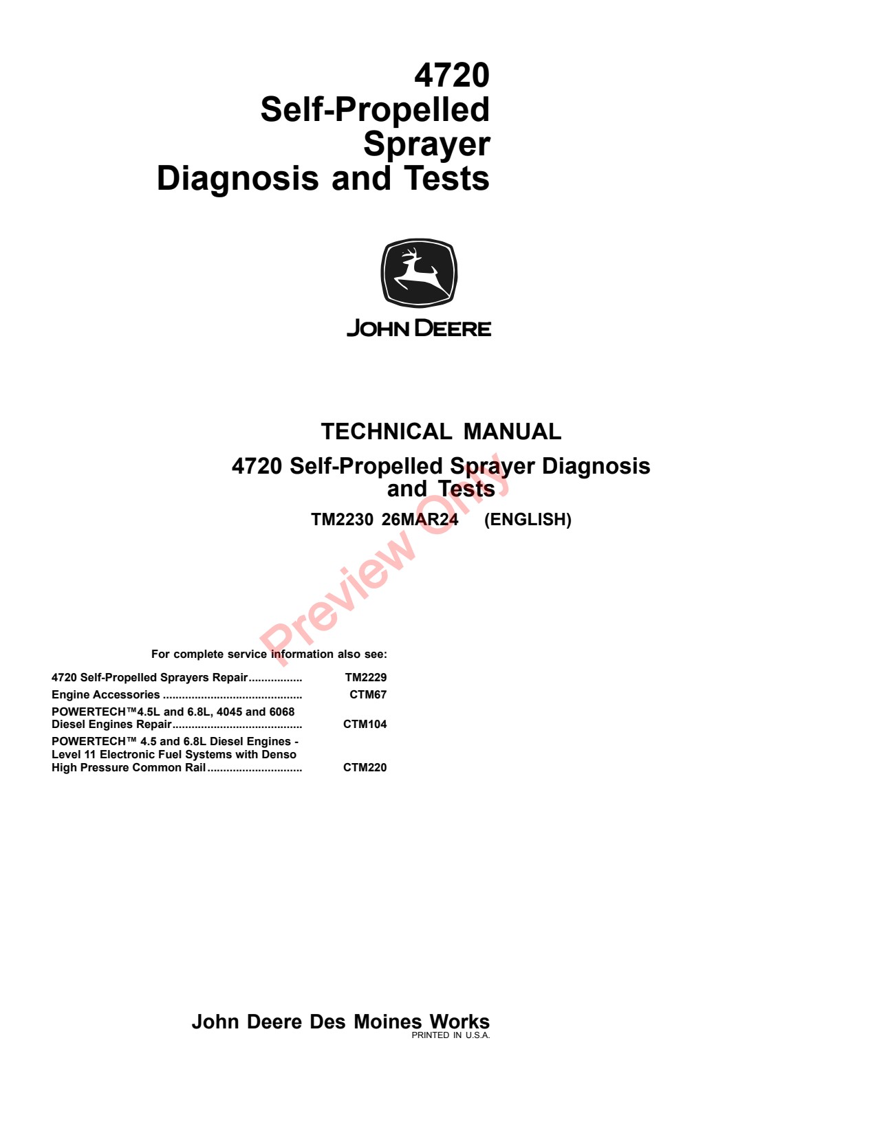 John Deere 4720 Self-Propelled Sprayer Diagnostic Technical Manual TM2230 1 John Deere 4720 Self-Propelled Sprayer Diagnostic Technical Manual TM2230