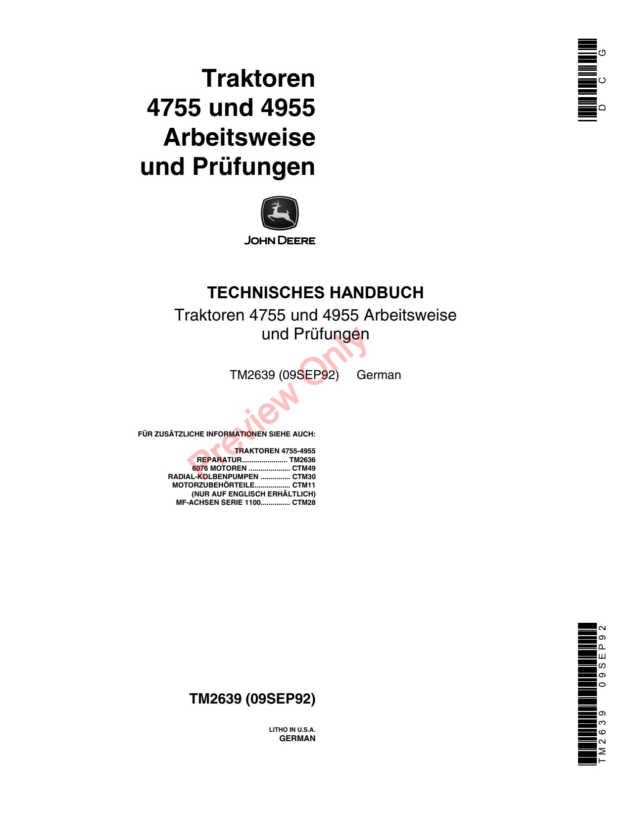 John Deere 4755 4955 Row Planter Technical Manual TM2639 DE 1 John Deere 4755 4955 Row Planter Technical Manual TM2639 DE