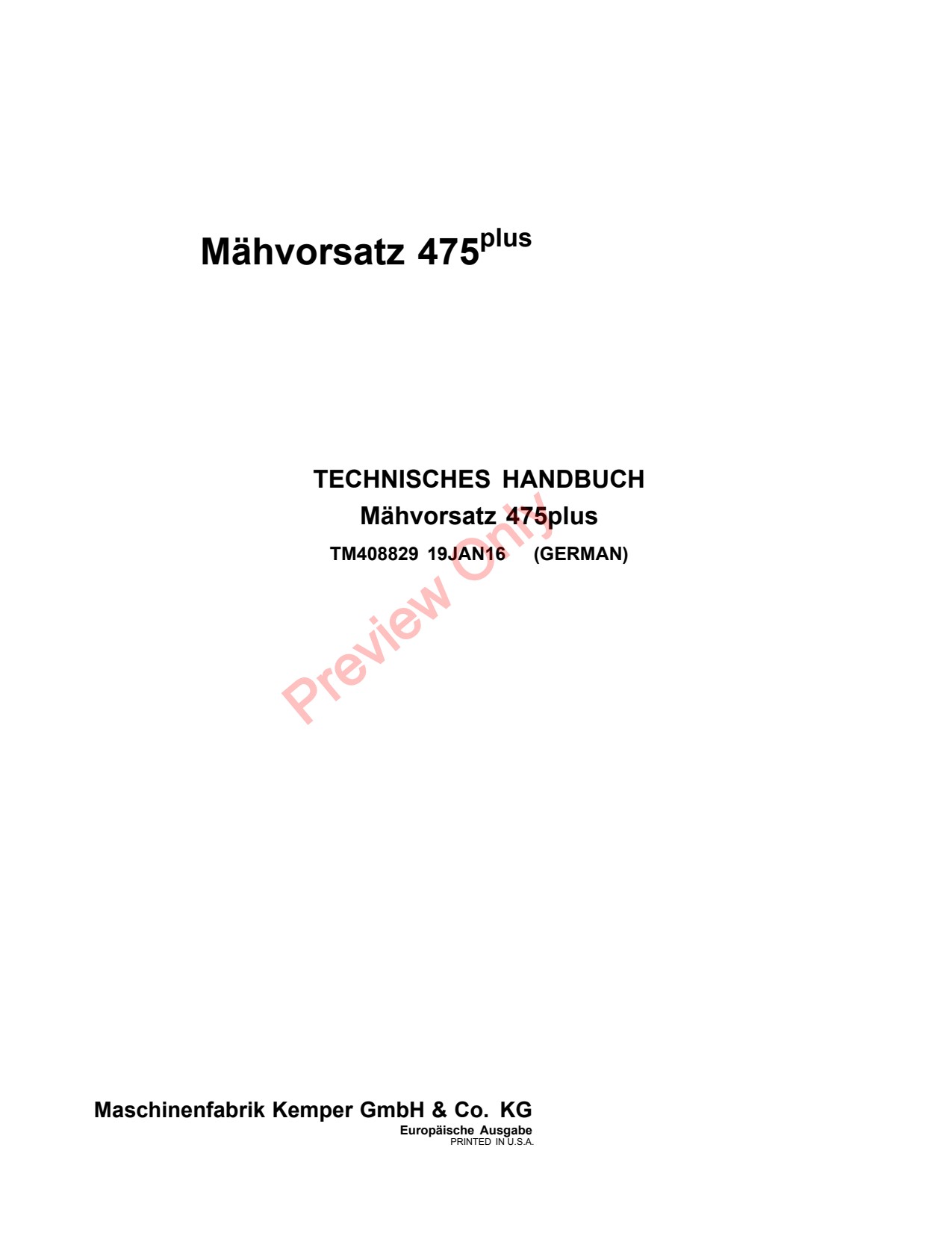 John Deere 475plus Plus Rotary Harvesting Unit Technical Manual TM408829 DE 1 John Deere 475plus Plus Rotary Harvesting Unit Technical Manual TM408829 DE