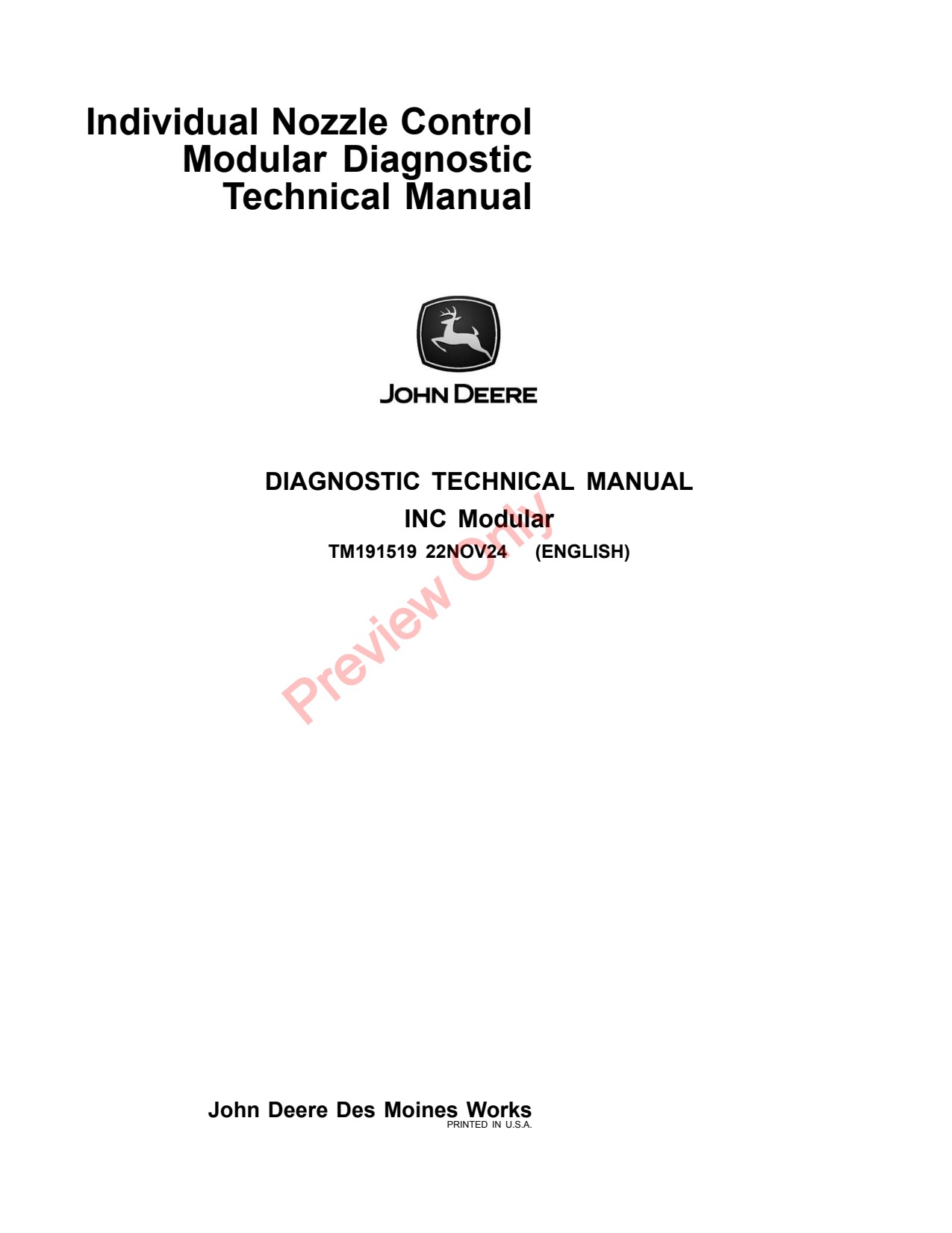 John Deere 475plus Self-Propelled Sprayer Diagnostic Technical Manual TM191519 1 John Deere 475plus Self-Propelled Sprayer Diagnostic Technical Manual TM191519
