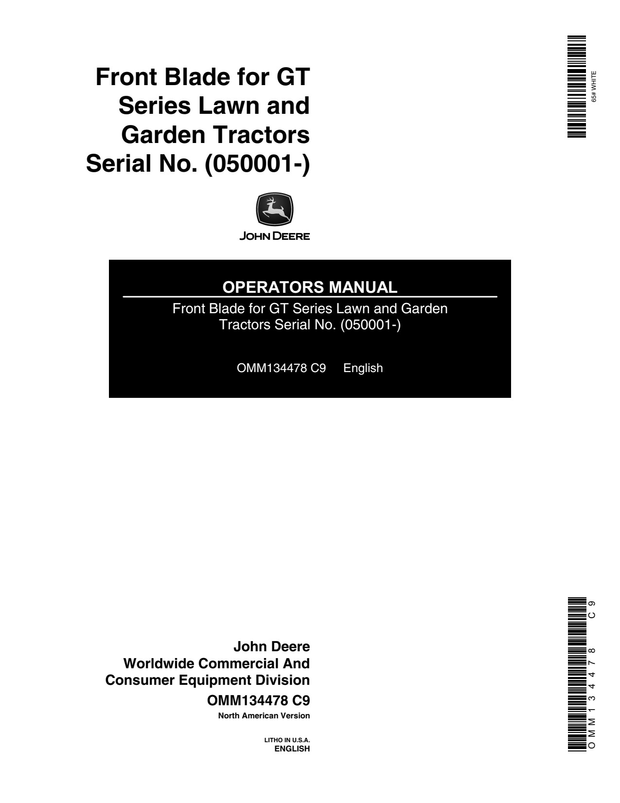 John Deere 48 Inch GT235 GT242 GT245 GT262 GT275 GT235E Garden Tractor Operator Manual OMM134478 1 John Deere 48 Inch GT235 GT242 GT245 GT262 GT275 GT235E Garden Tractor Operator Manual OMM134478