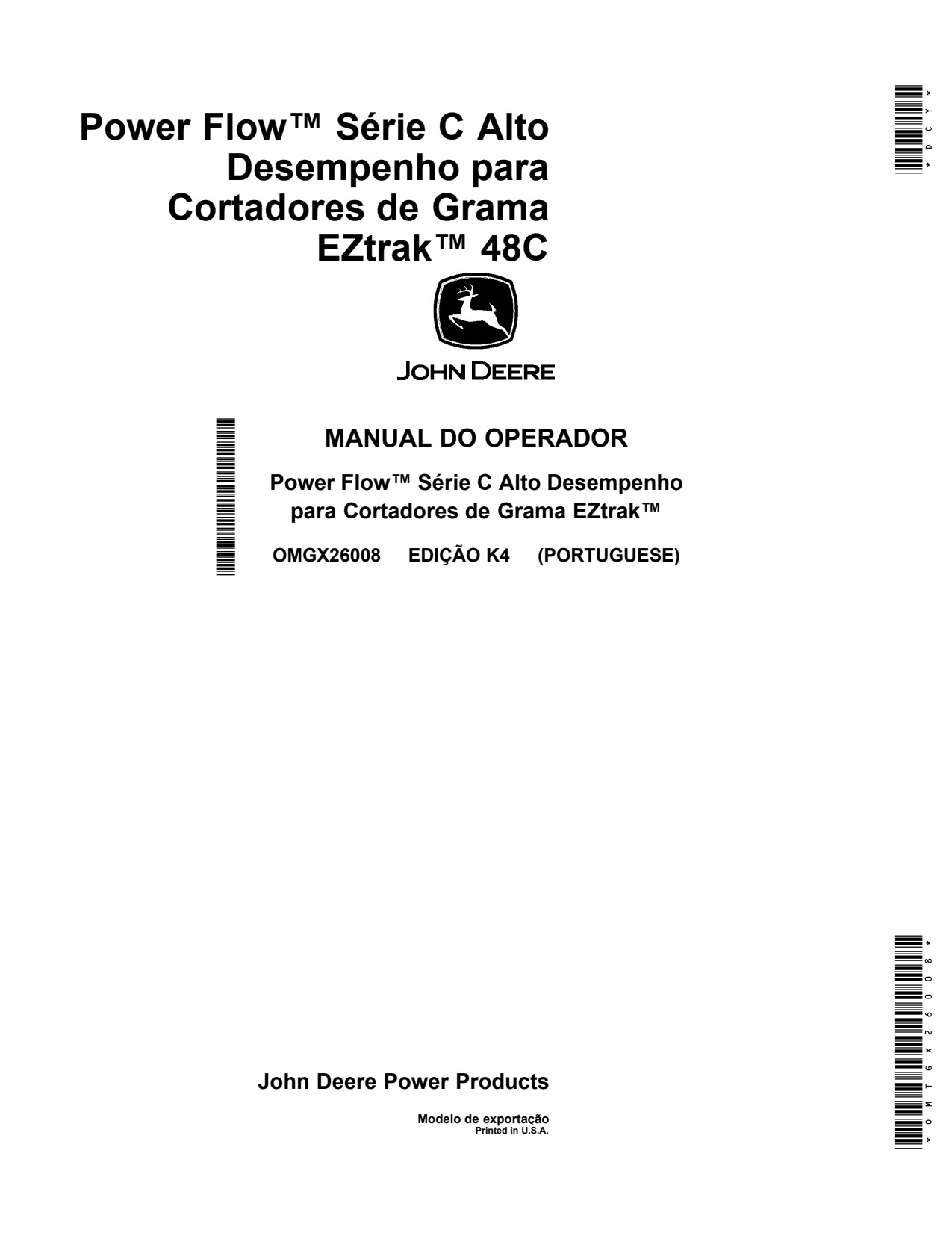 John Deere 48C Z645 Eztrak Zero-Turn Mower Operator Manual OMGX26008 PT 1 John Deere 48C Z645 Eztrak Zero-Turn Mower Operator Manual OMGX26008 PT