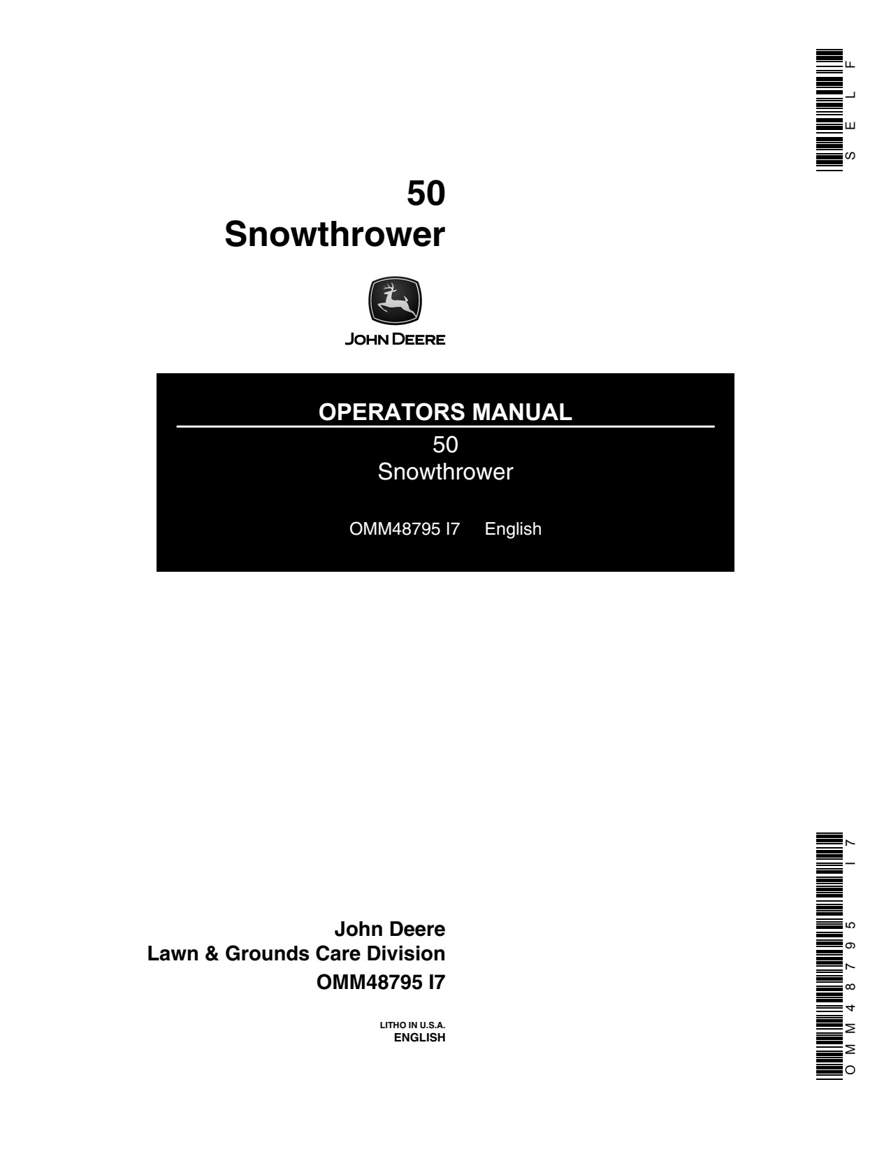 John Deere 50 400 Snow Blower Operator Manual OMM48795 1 John Deere 50 400 Snow Blower Operator Manual OMM48795