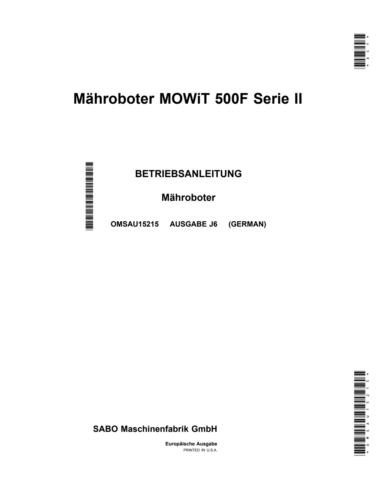 John Deere 500F MOWiT Robotic Mower Operator Manual OMSAU15215 DE 1 John Deere 500F MOWiT Robotic Mower Operator Manual OMSAU15215 DE