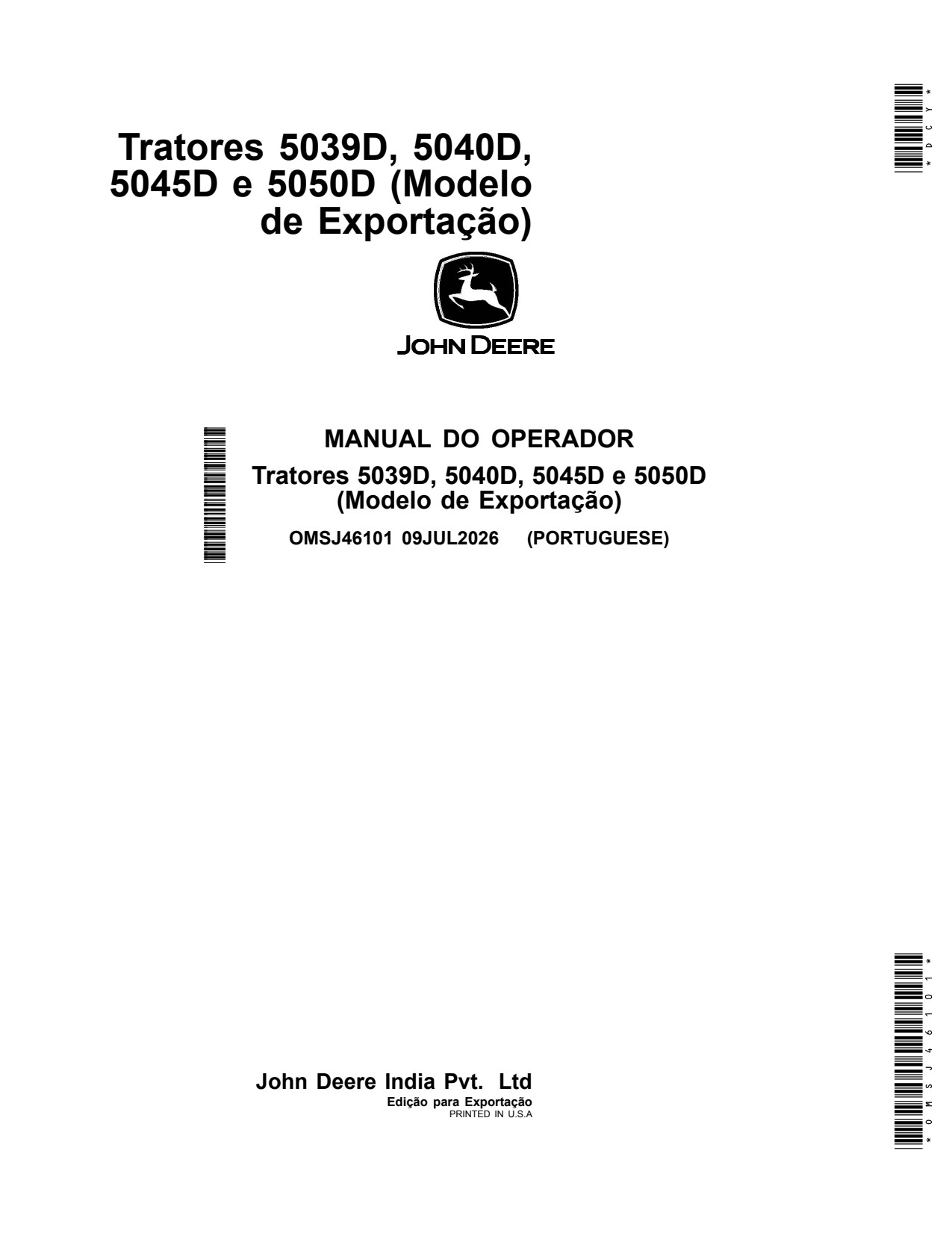 John Deere 5036D 5039D 5040D 5042D 5045D 5047D 5050D Tractor Operator Manual OMSJ46101 PT 1 John Deere 5036D 5039D 5040D 5042D 5045D 5047D 5050D Tractor Operator Manual OMSJ46101 PT